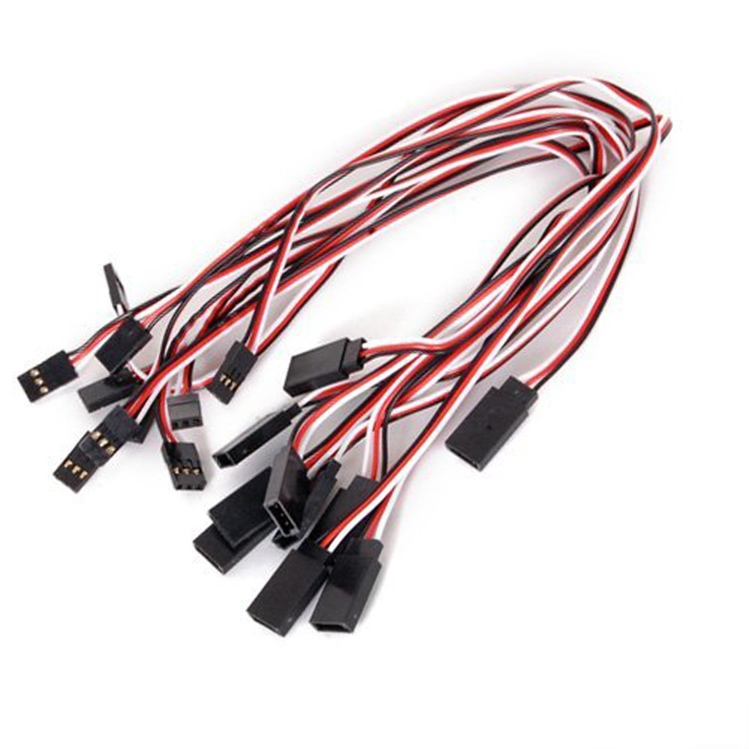10Pcs 3 Terminal Male to Female Servo Extension Lead Wire Cable 300mm Red Whi…