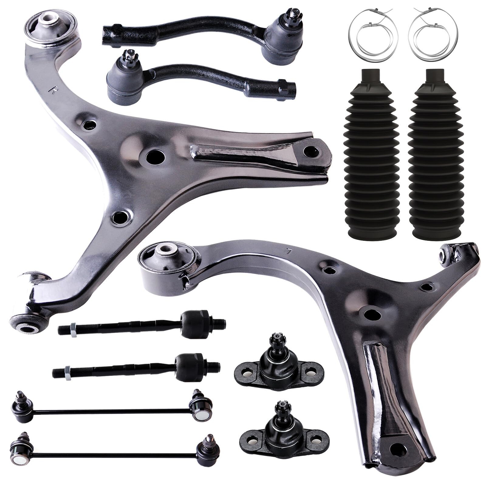 12Pcs Control Arm Tie Rod End Sway Bar Link Ball Joint Boot 06-11 Hyundai Accent