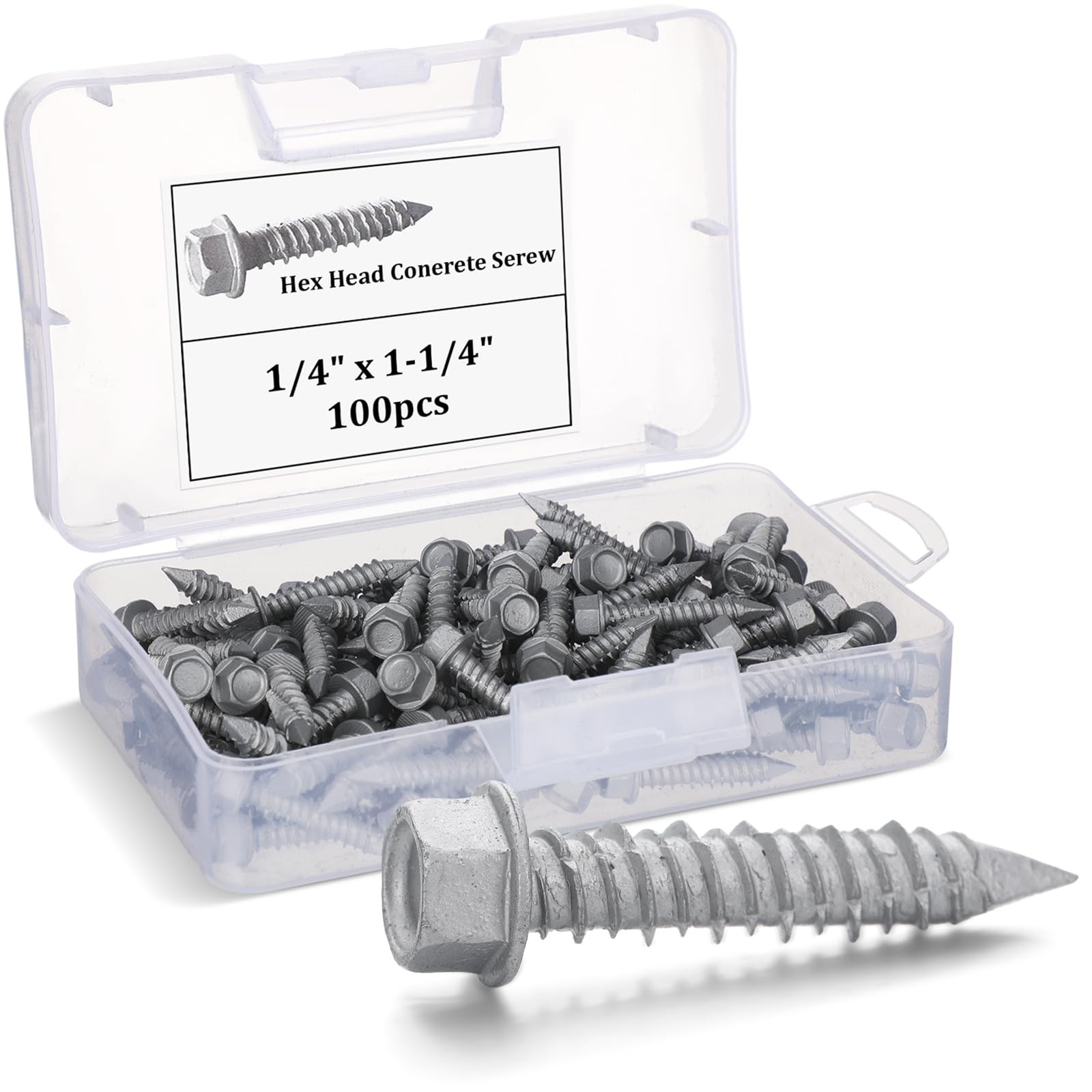 Tandefio 100 Pcs 1/4″ x 1-1/4″ 410 Stainless Steel Hex 1-1/4″, Silver