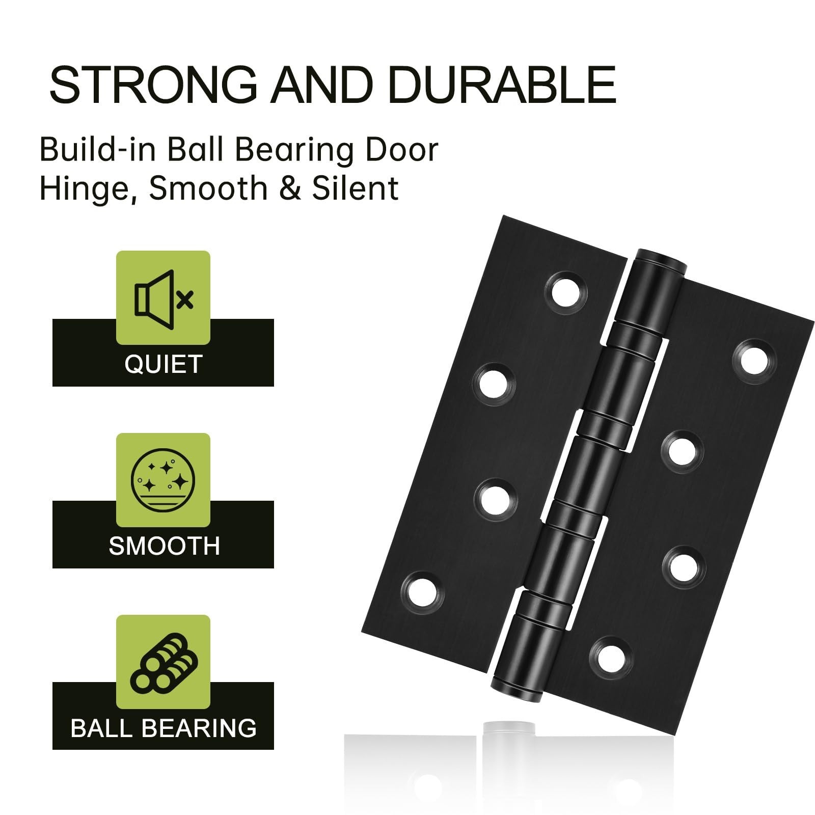 6-Pack Black Door Hinges, 4 Inch Heavy Duty Stainless Steel Hinge for Interio…