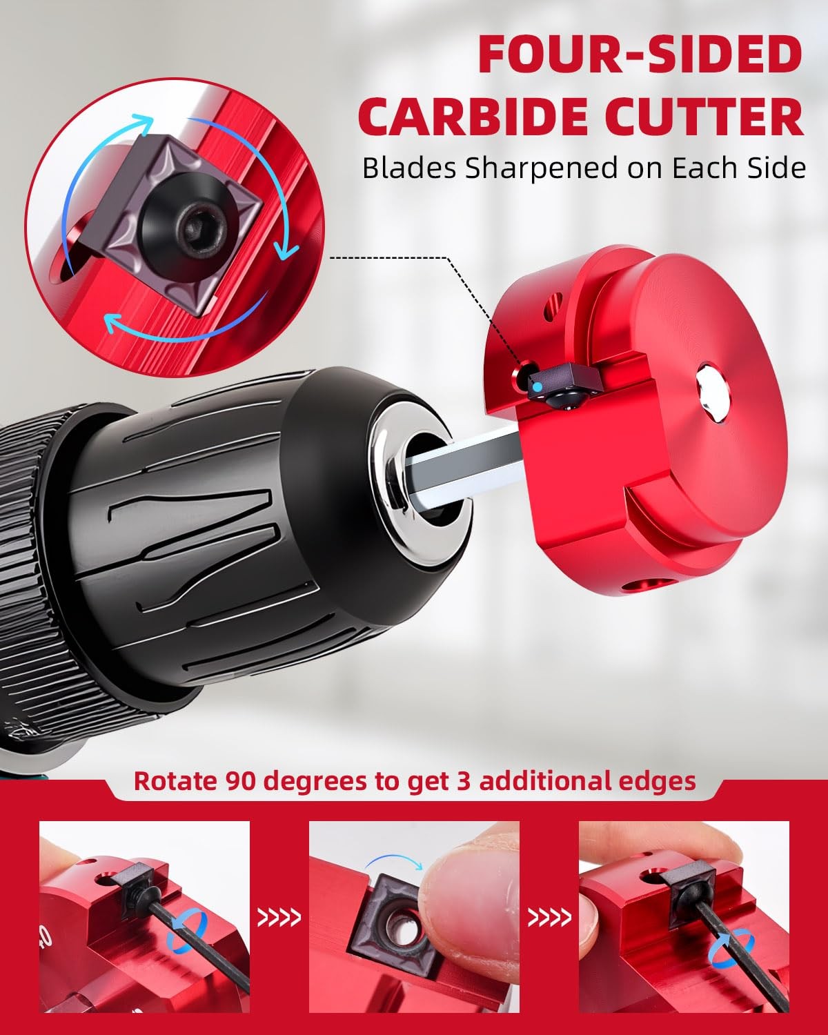 ERAYCO 6-Piece PVC Pipe Reamer Kit-Professional 3/4+1+1.5+2+3+4 Inch, Red