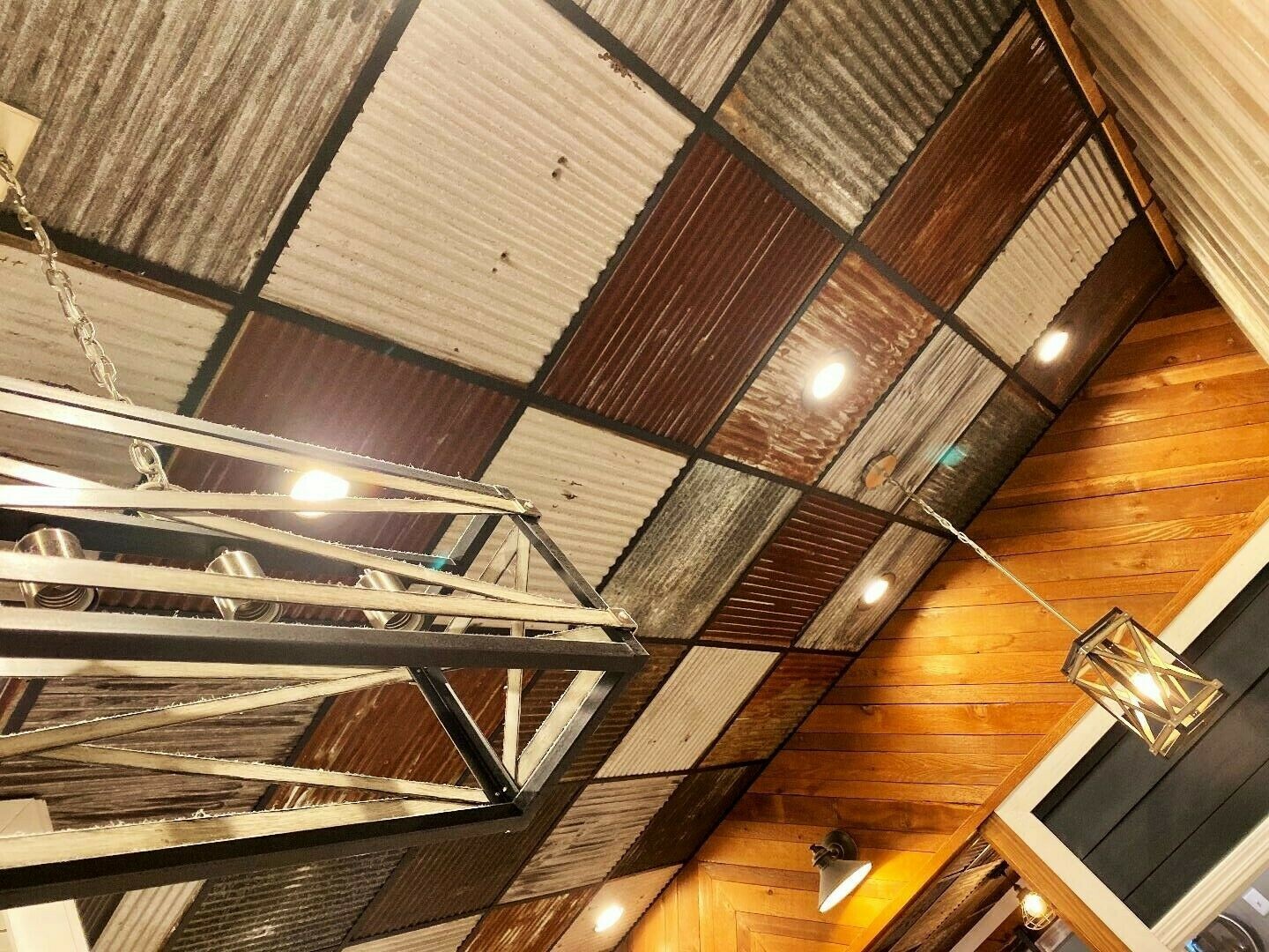 Salvage Reclaimed Corrugated Metal Sheet 2 x 2 Drop Ceiling Tile Man Cave Rustic