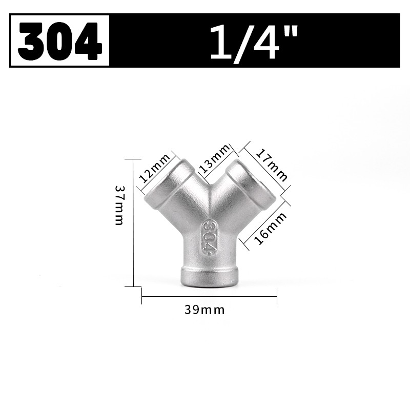 Stainless Steel 304 Pipe Fitting Female Thread Fittings 3 Way Y-Connector