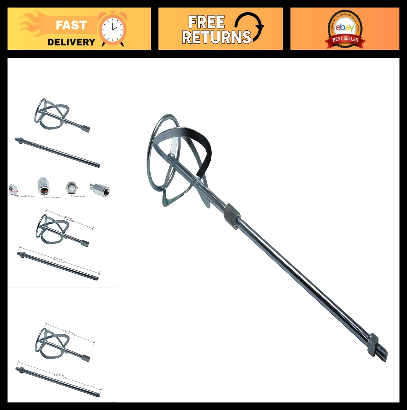 Concrete Mixing Rod & Paint Mixer Drill Bit – Cement Mixer Tool Accessories M14