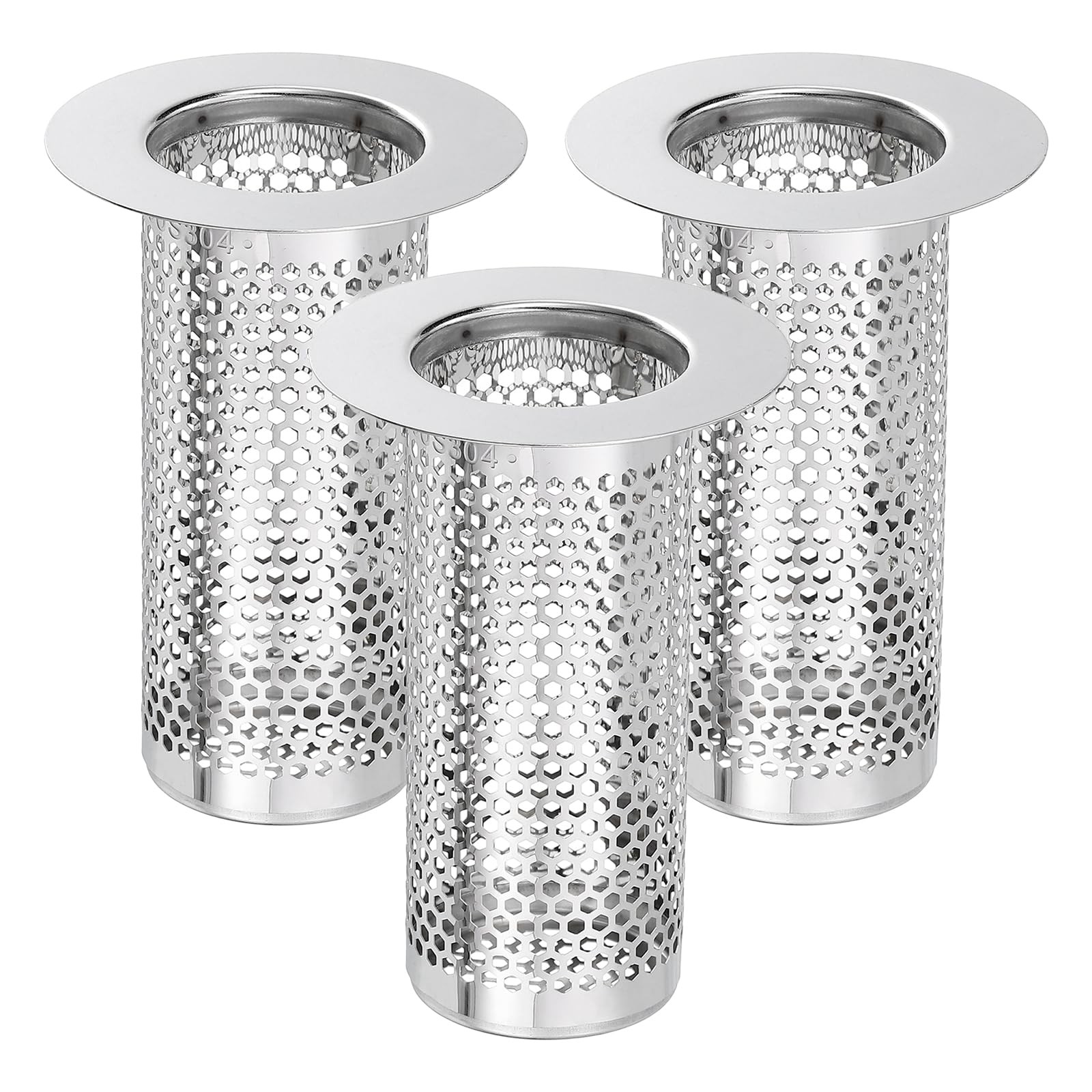 uxcell 3 Pack Shower Drain Strainer, 3.2″ x 2.2″ 304 Stainless x