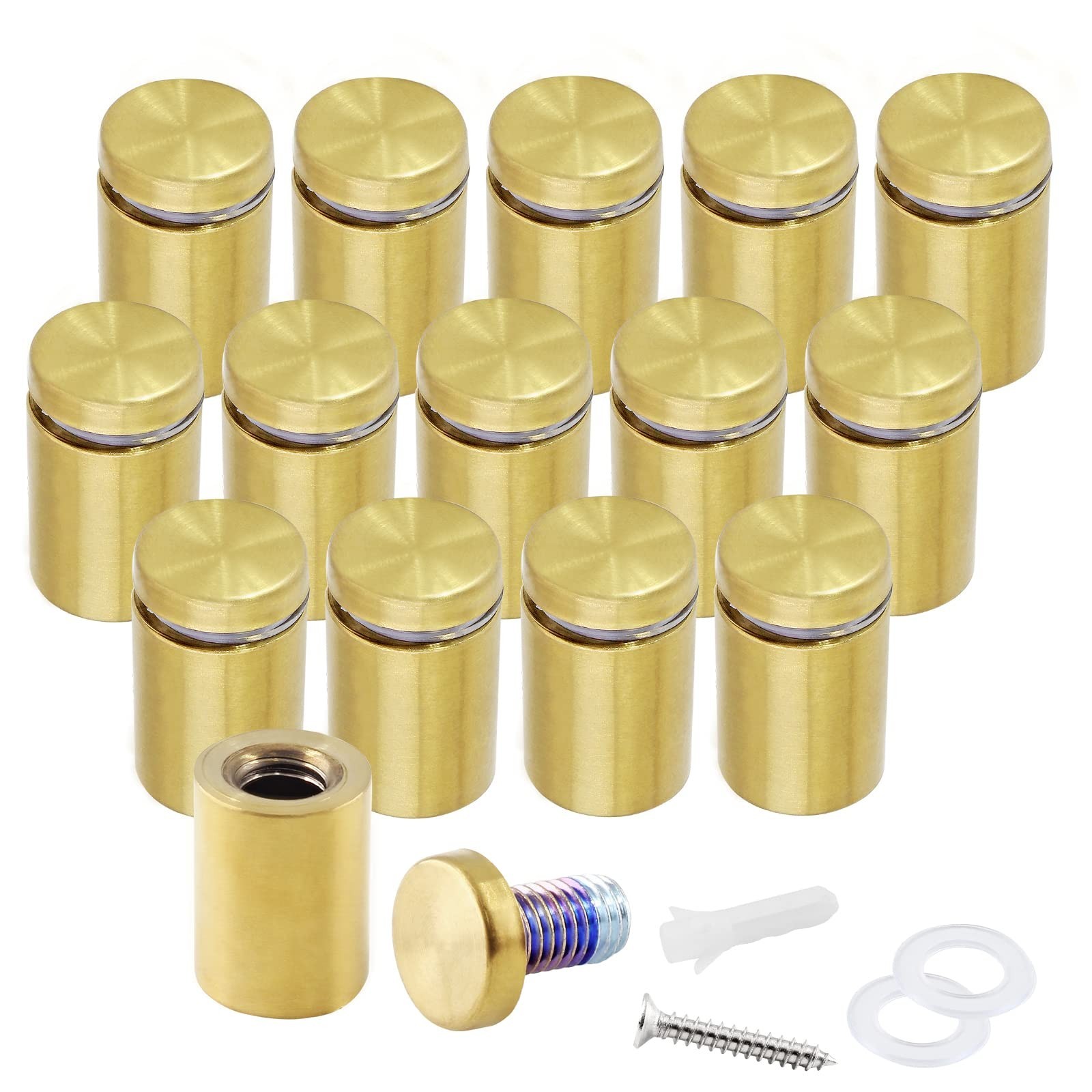 3/4″ x 1-1/4″ Gold Sign Standoff Mounts – Acrylic/Glass Standoff Screws – 12 …