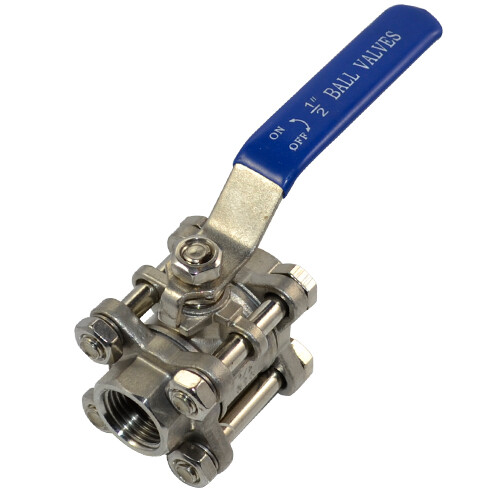 1/2″ – 1″ 3 Piece Full Port Ball Valve NPT Threaded Stainless Steel 316 US STOCK