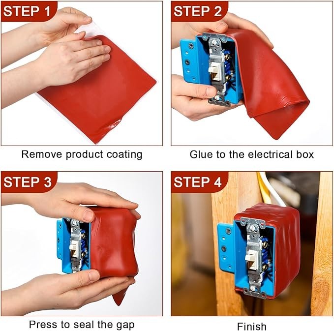 10pc 7×7″ Firestop Putty Pads Fire Barrier Soundproof Sealant Outlet Box 260min