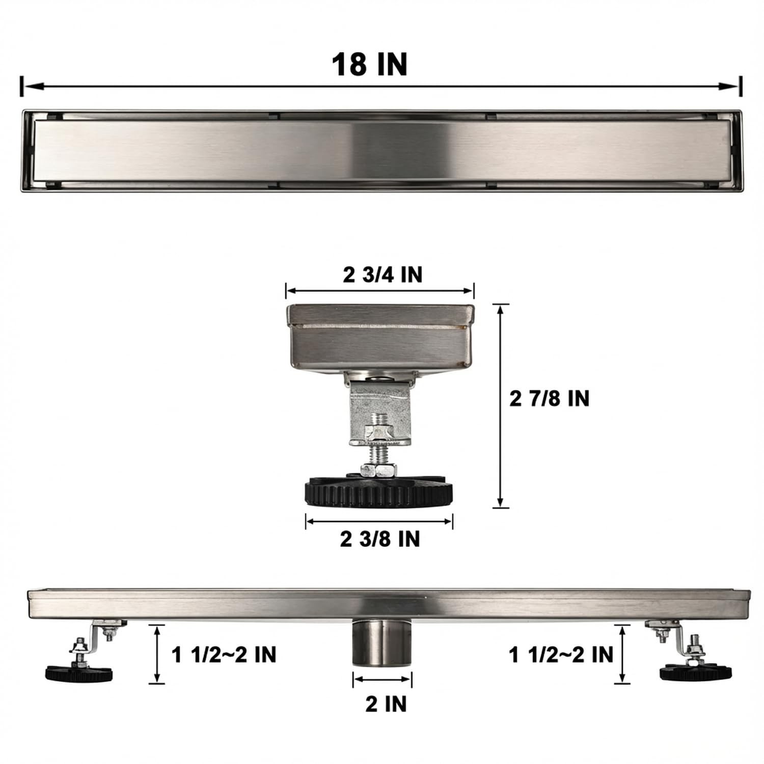 AVSIILE Linear Shower Floor Drain, 18 Inch Brushed 18 Inch, Stainless