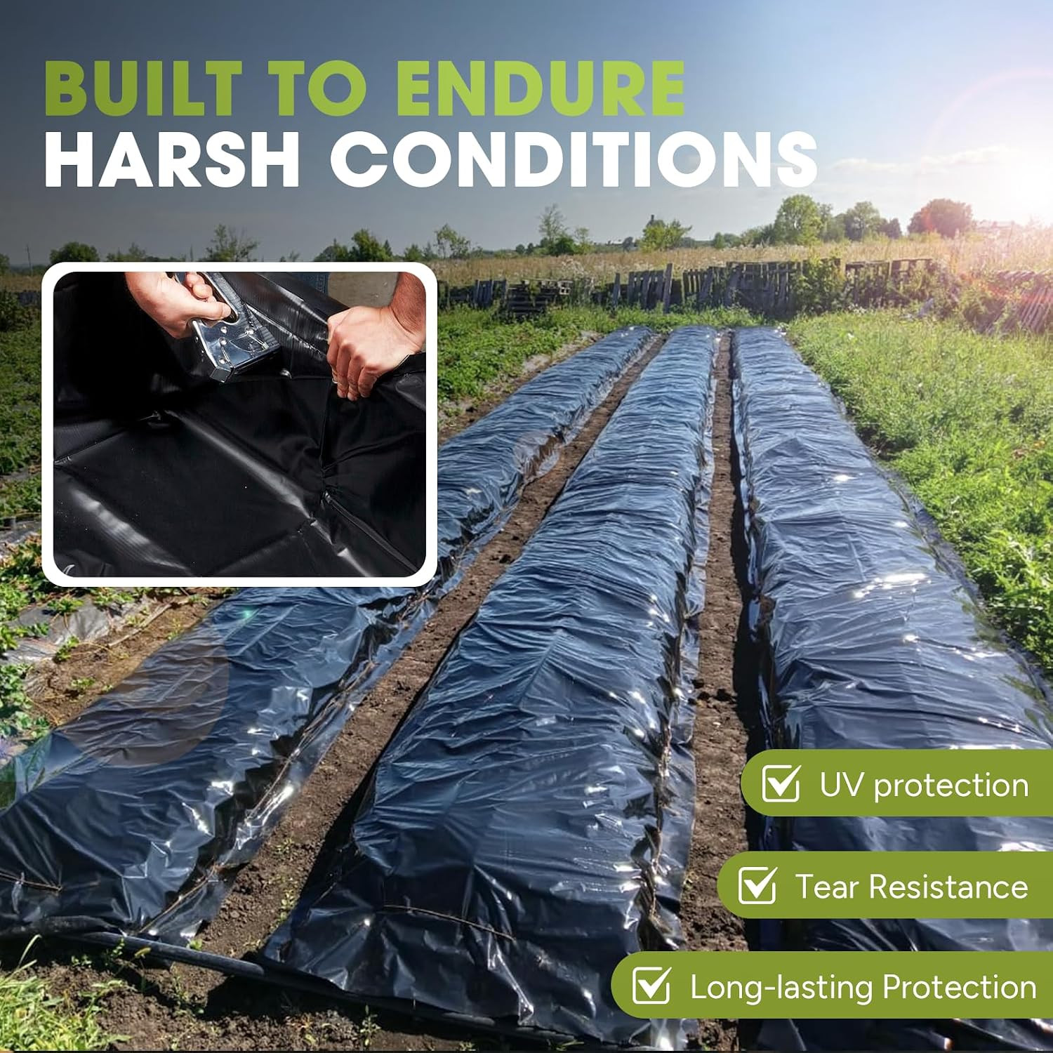 10 Mil Black Plastic Sheeting 5X100 FT – Heavy Duty Polyethylene Plastic Rolls f