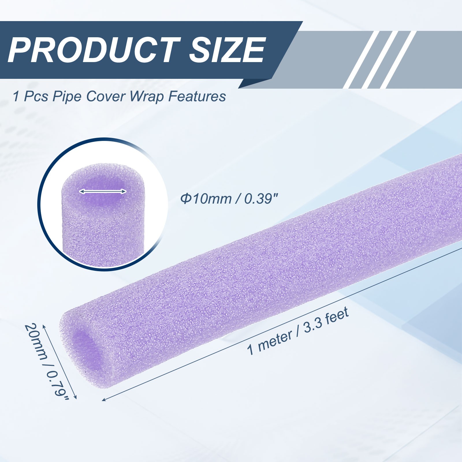 3/8″ ID 3.3FT Pipe Insulation Foam Tube 0.79″ OD Foam Tubing Cover Purple