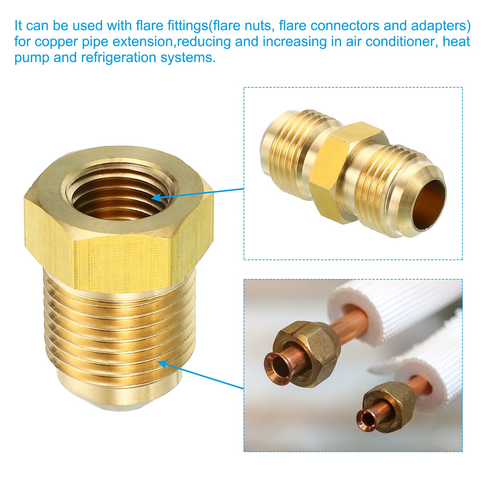 2PACK 5/8″ Female Flare x 1/2″ Male Flare Connector Brass Adapter Reducing