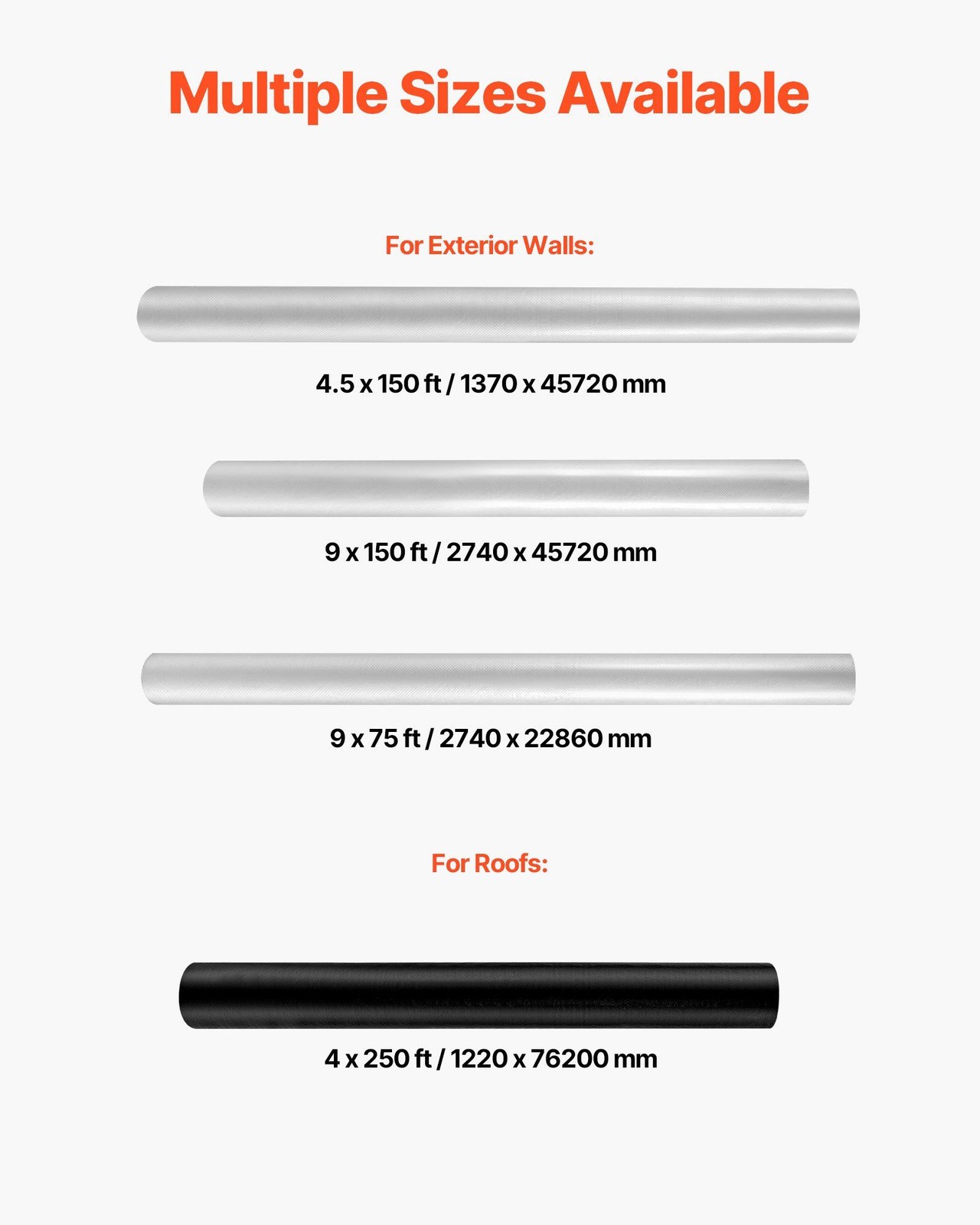 4x250ft 0.17mm Heavy Duty Tear-Resistant Plastic Sheeting Black Vapor Barrier