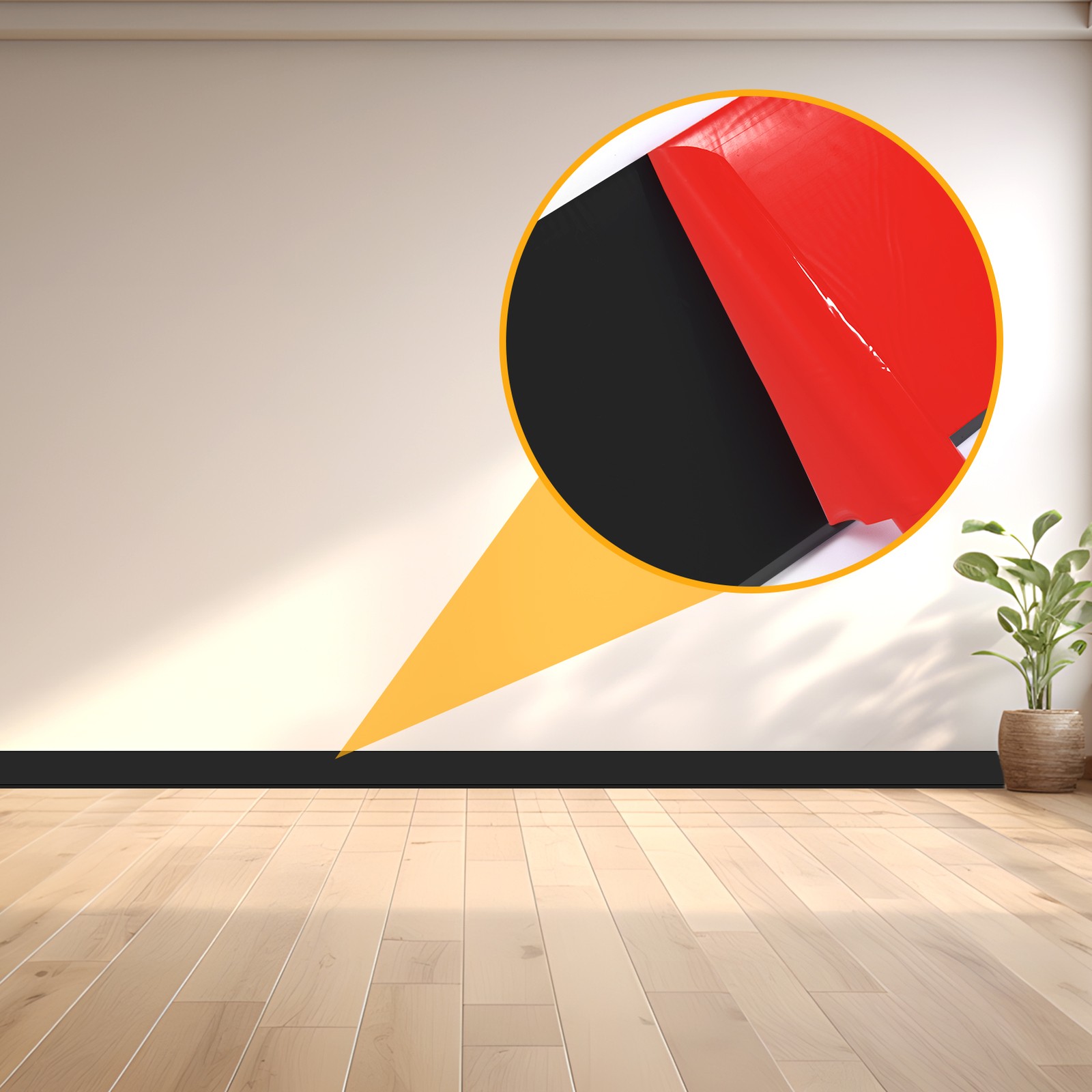 Vinyl Wall Base Baseboard Molding Trim 4″x 60FT Flexible Self Adhesive Black