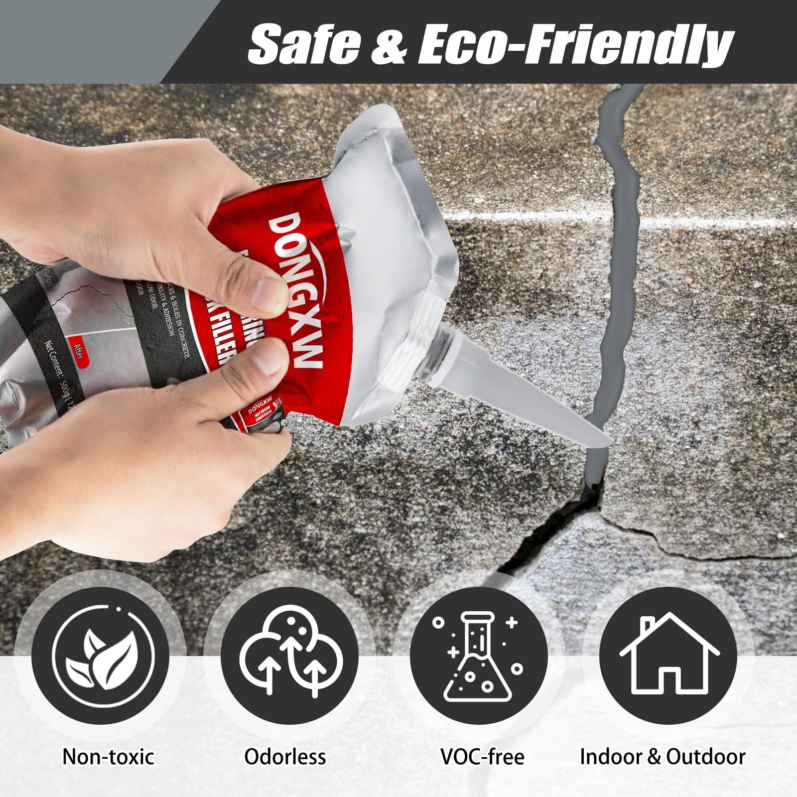 Concrete Crack Filler, 8 PCS Cement Crack Repair Sealant, Self Leveling Concr…