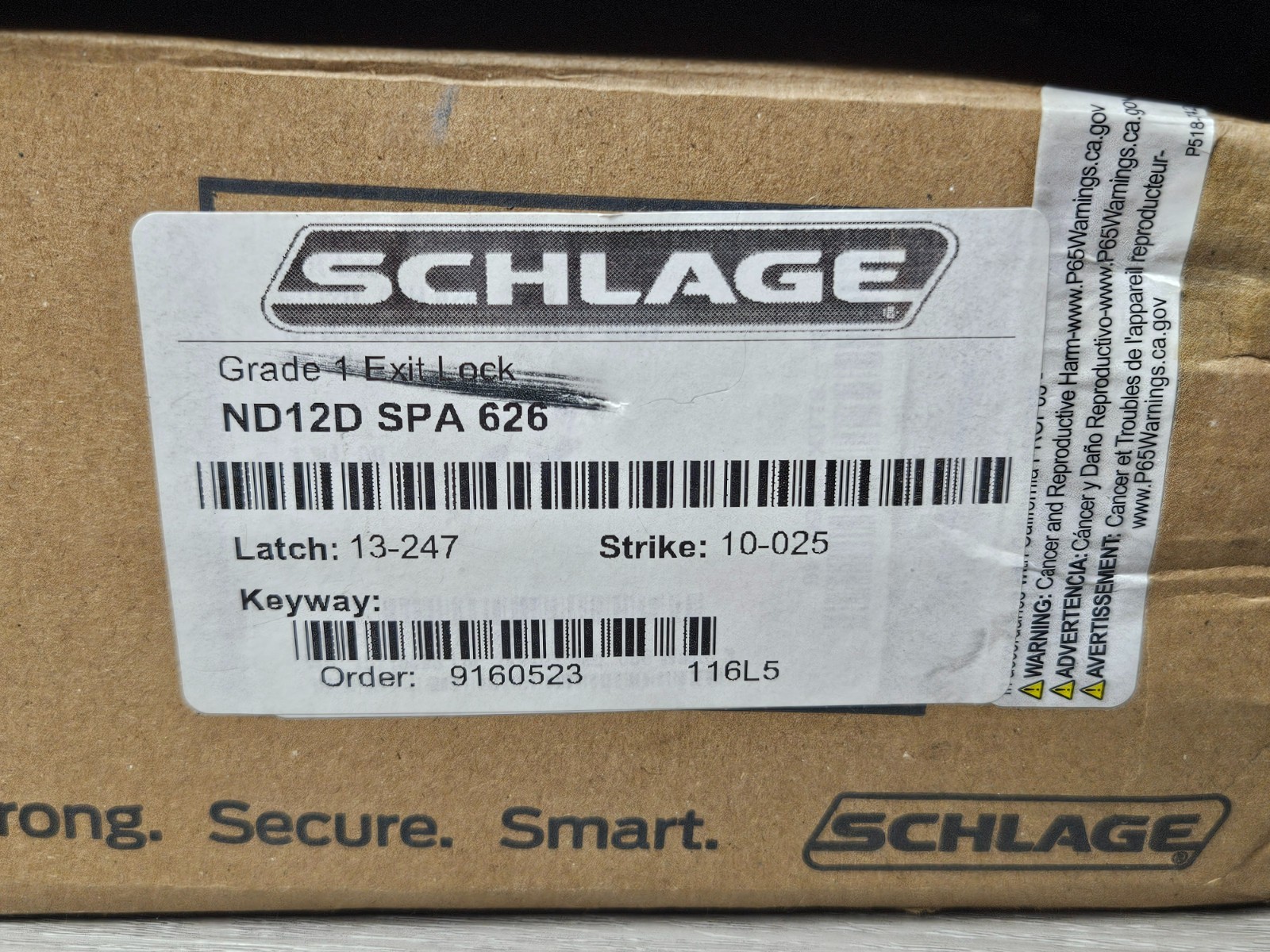 Schlage – Grade 1 Exit Lock – ND12D SPA 626 Latch: 13-247 Strike: 10-025