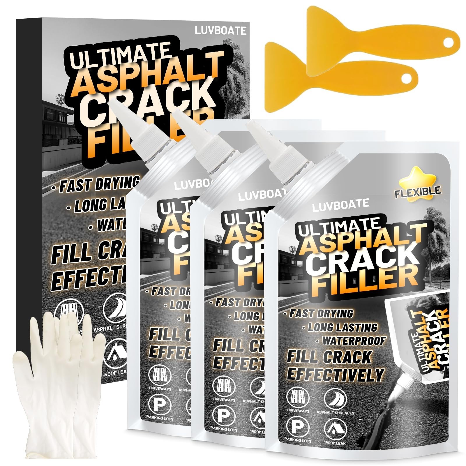 Asphalt Crack Filler, 4.5LB Waterproof Self Leveling Driveway Crack Filler | …