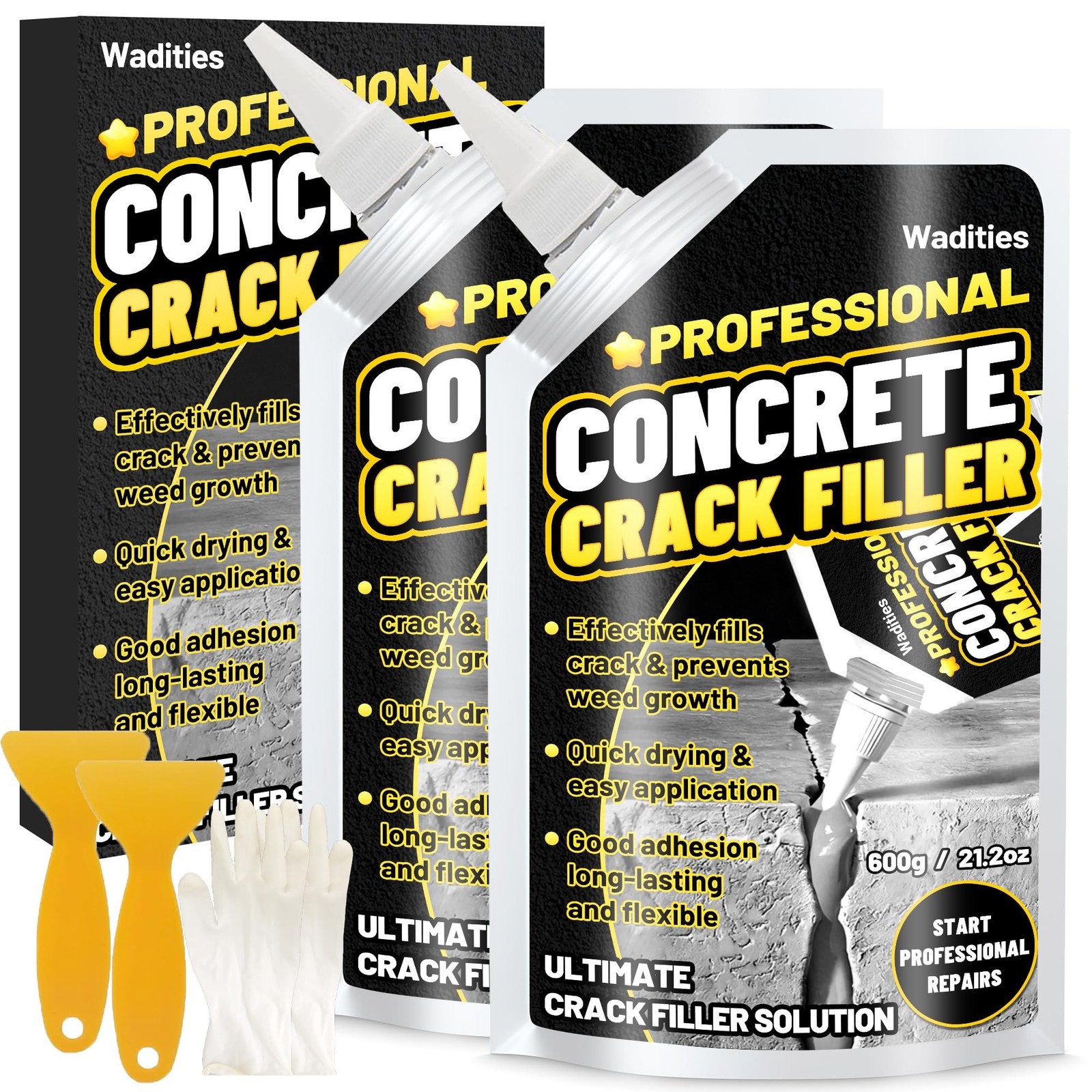 Concrete Crack Filler, 2.65LB High Elasticity Self Leveling Cement Crack Fill…