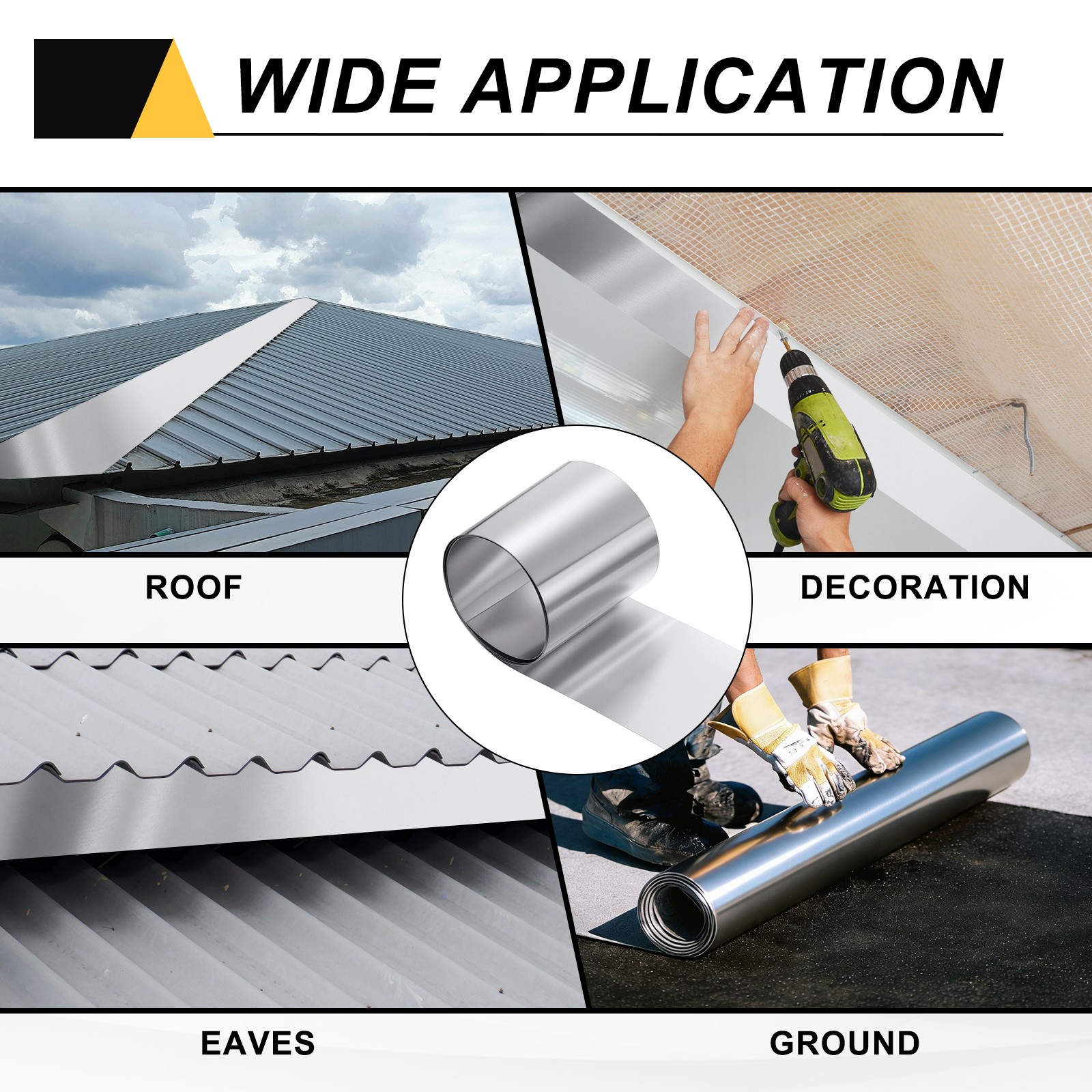 4in x 3.3ft Aluminum Flashing Roll 0.15mm Metal Roof Panels for House Repair