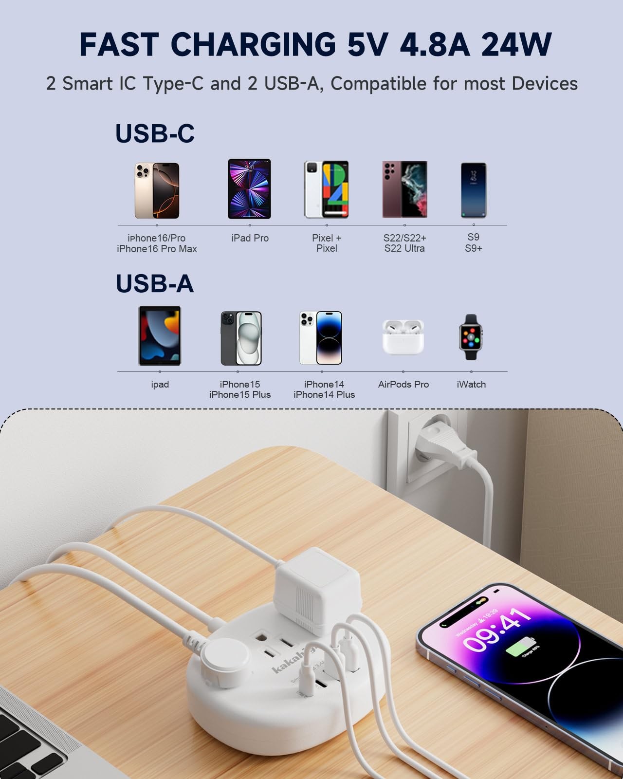 European Travel Plug Adapter with USB C, Multi Country Outlet Type C-Adapter