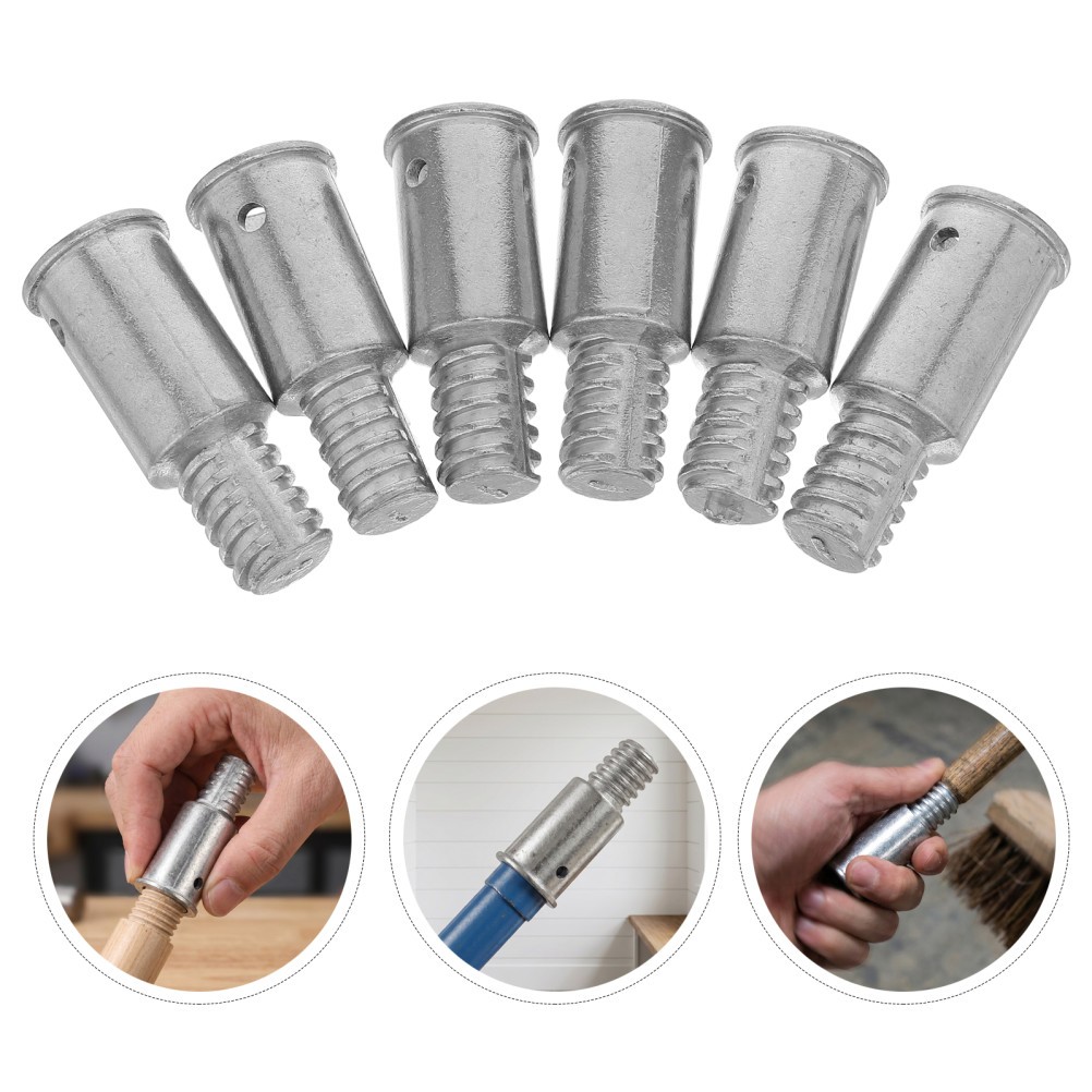 6 Pcs Extension Pole Repair Kit Mop Threaded End Replacement Broom Handle Tip