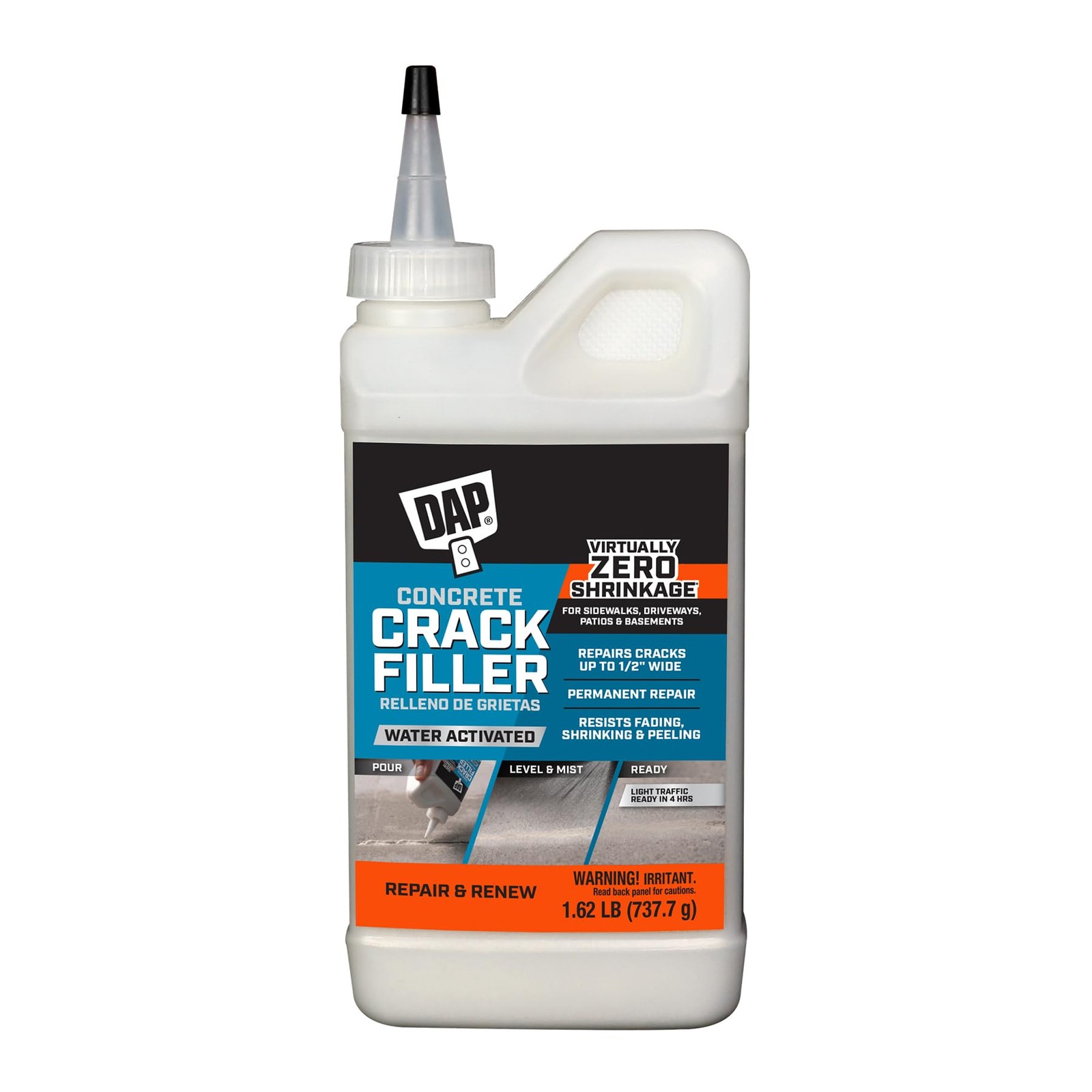 Concrete Crack Filler Gray Water Activated Powder 1.62lb Repair Masonry Stone