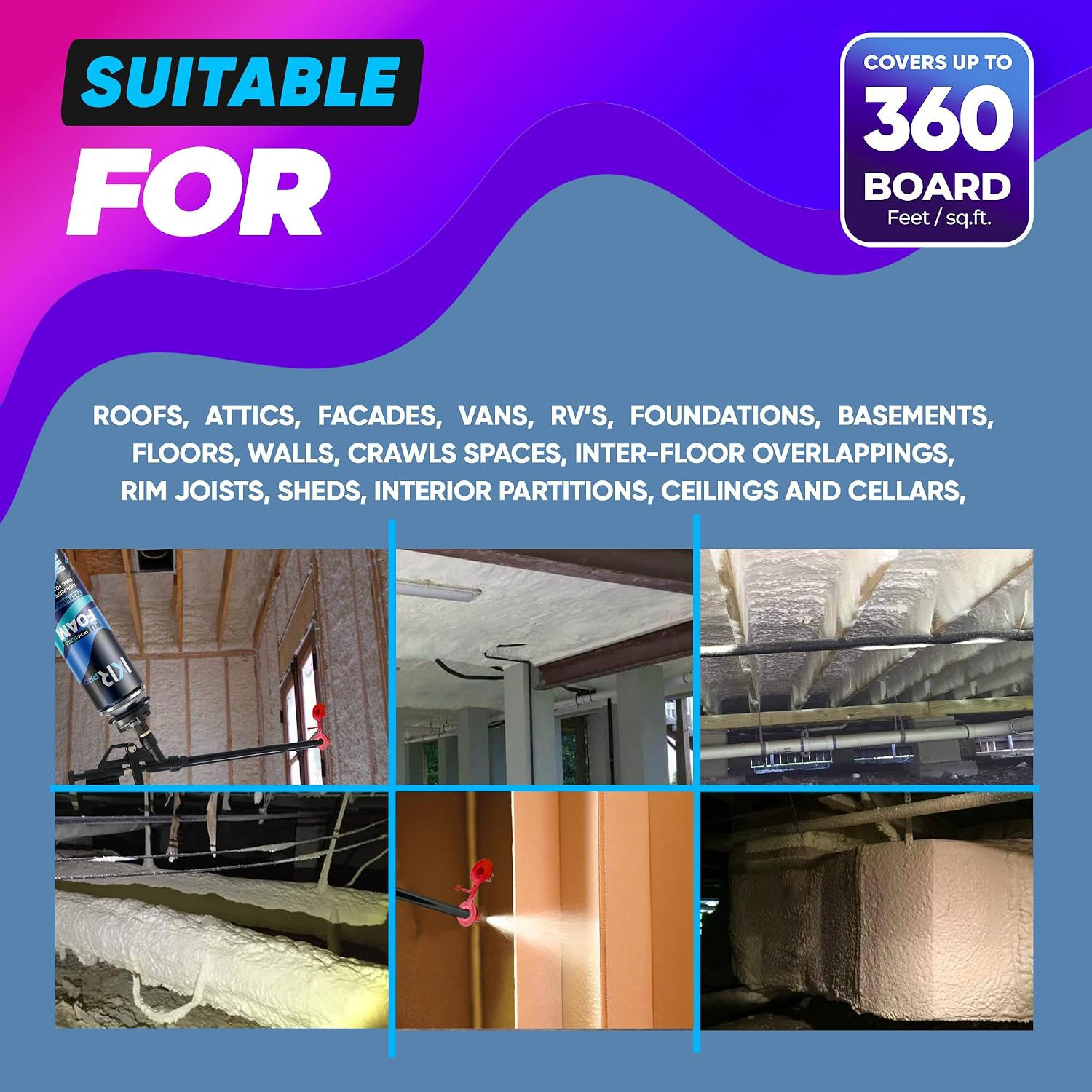 Spray Foam Insulation Kit (18 PK Kit-26.46Oz) Expanding Sealant, Closed Cell Spr