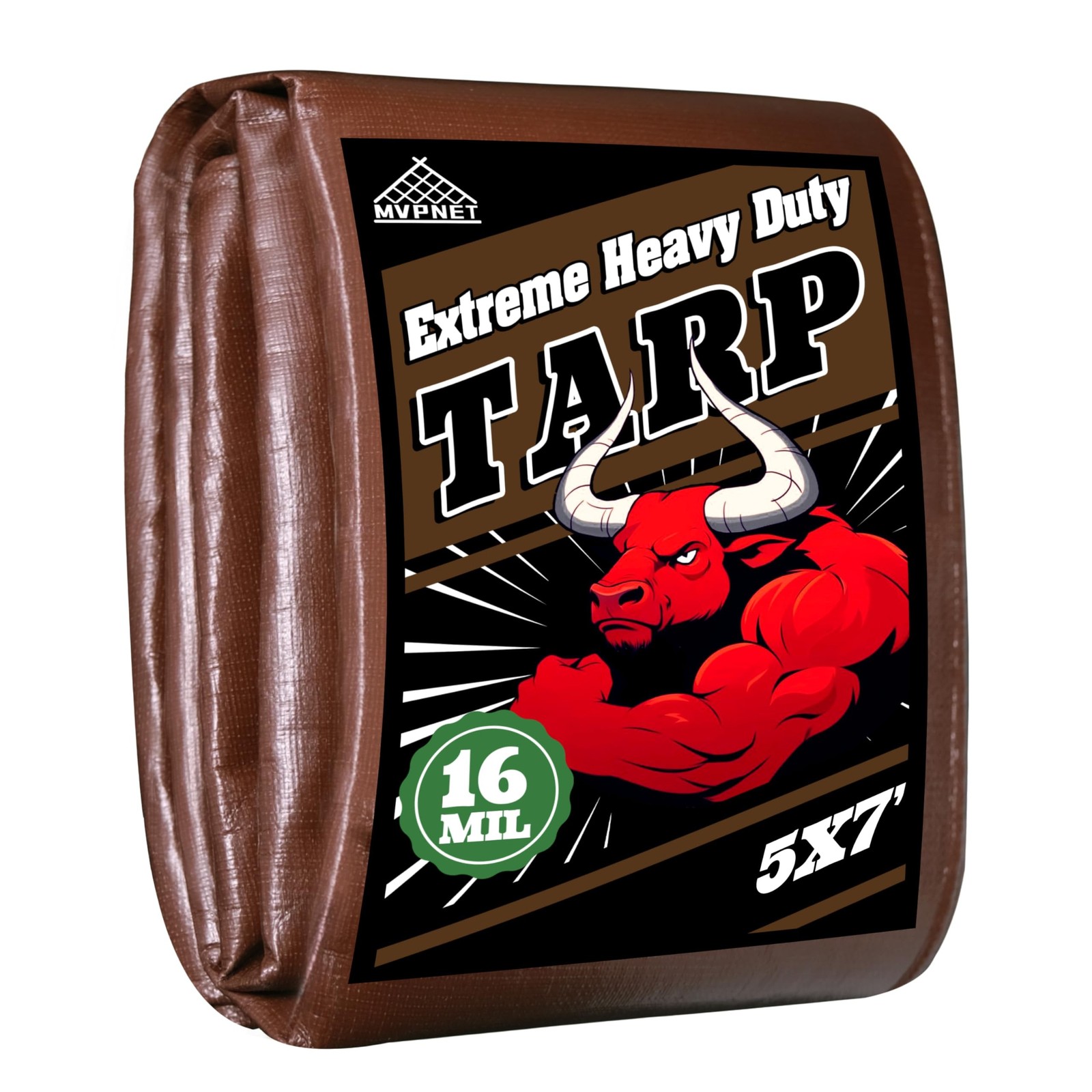 Tarp 5x7ft Heavy Duty Waterproof 16 Mil Tarps,UV-Resistant,Tear-Proof,Black&B…
