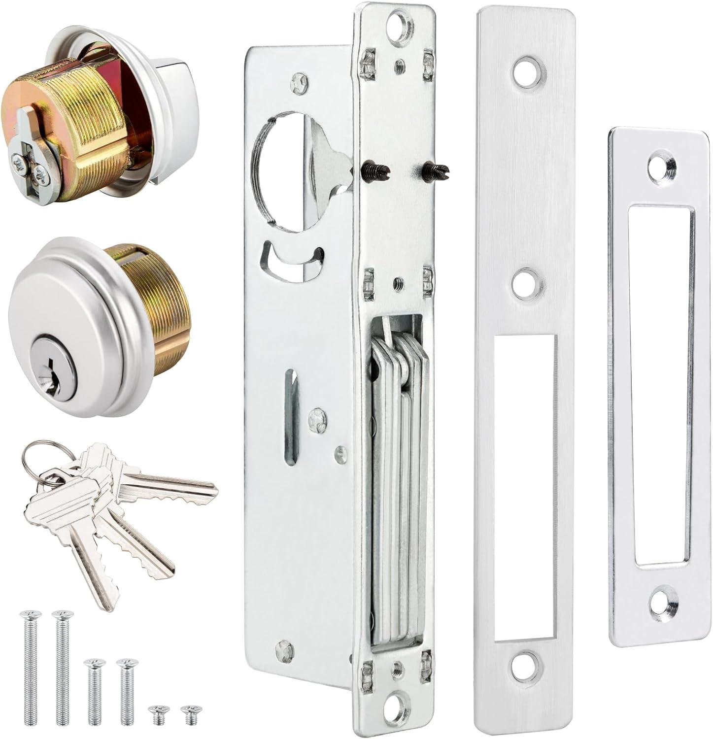 Commercial Mortise Door Lock Set Double Cylinder 1-1/8 Backset Aluminum