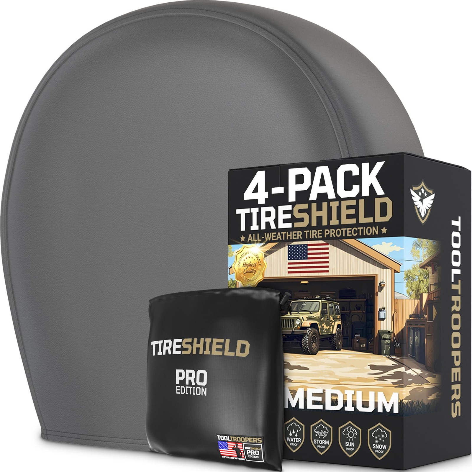 TIRESHIELD PRO Tire Covers Set Medium – Fits Diameters 26-28.75″, Grey