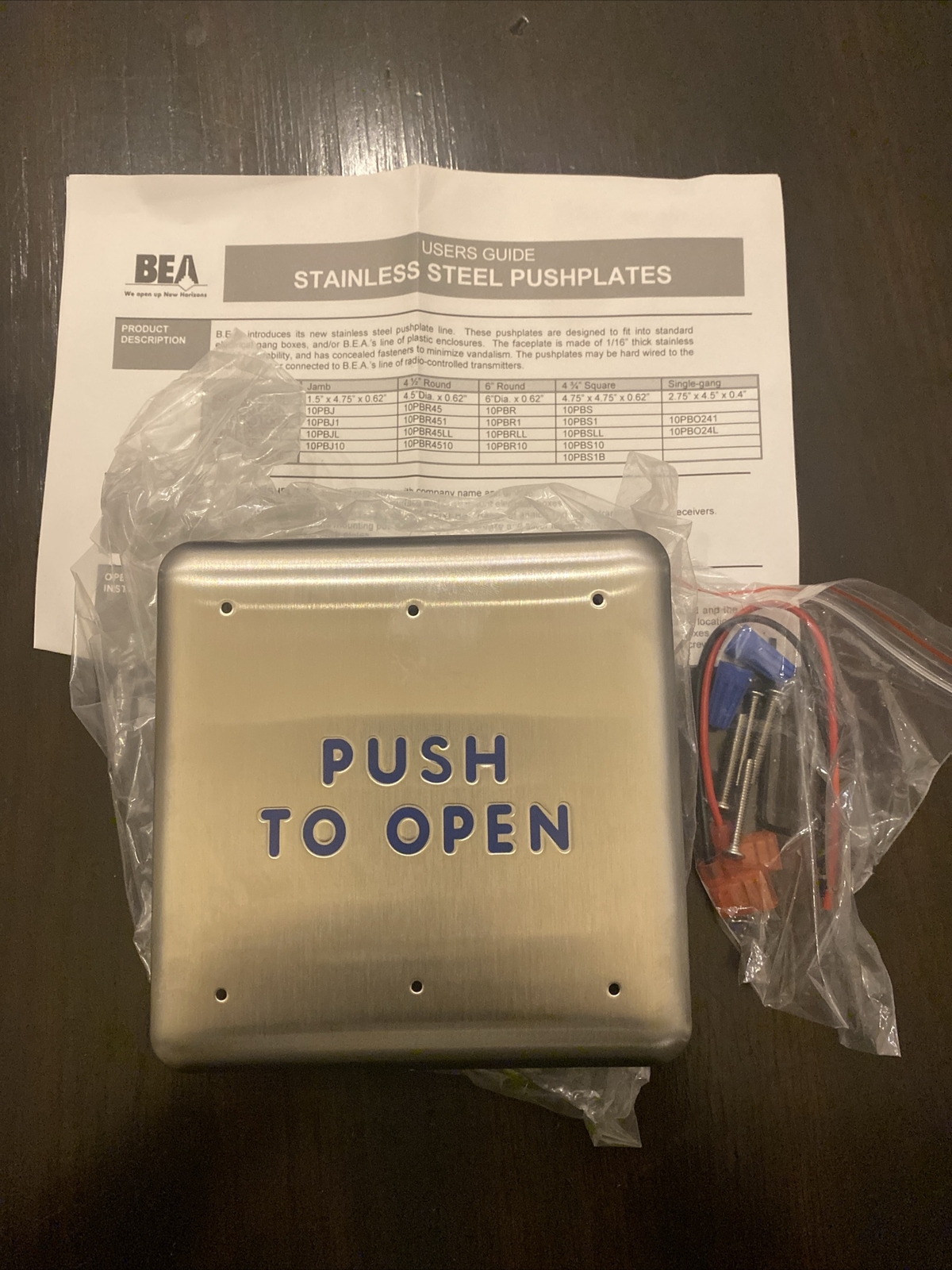 4.5” BEA 10PBS451 Stainless Steel Switch Plate “Push To Open”