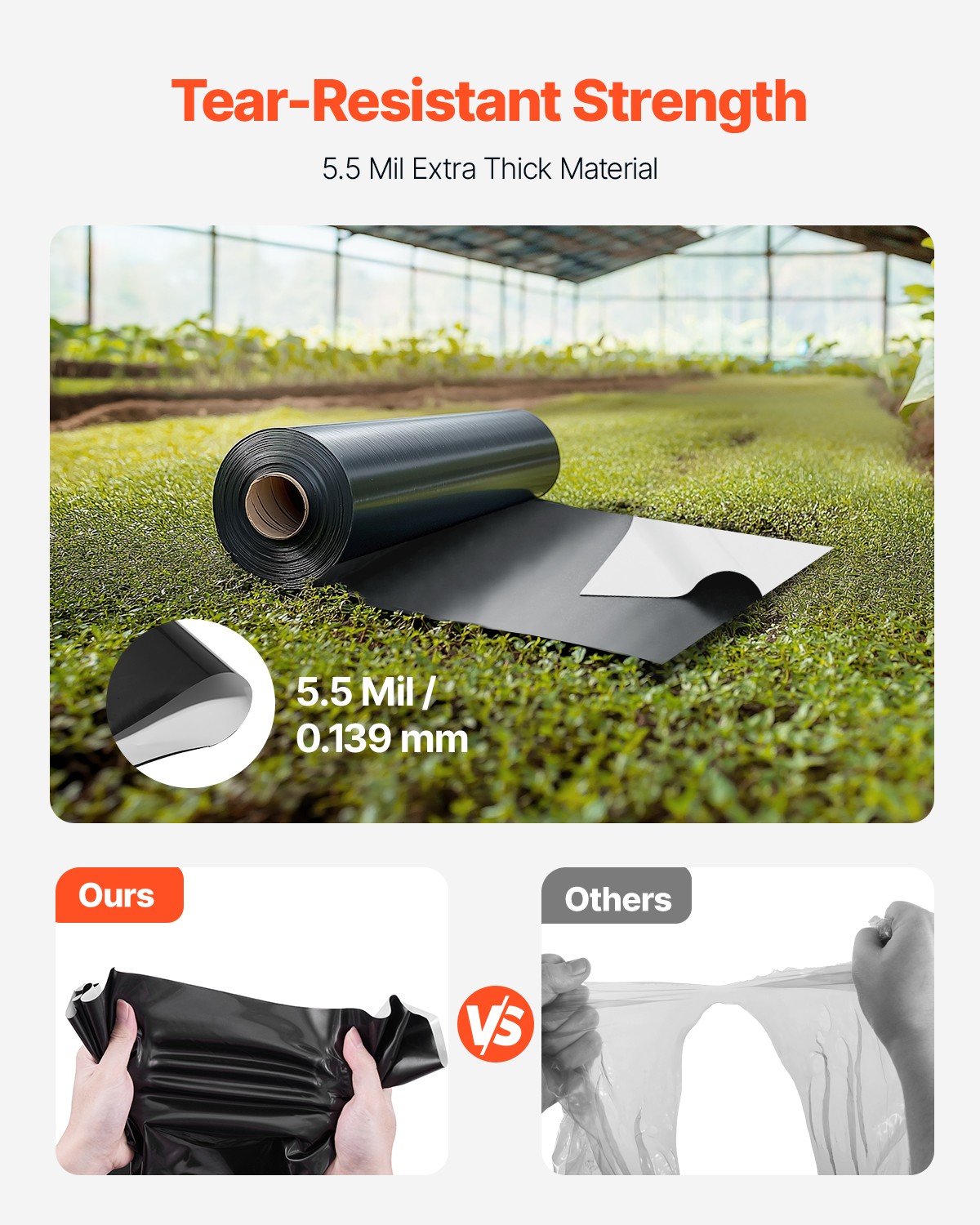 6Mil Plastic Sheeting Roll 10 x 100 FT Heavy Duty Film Black & White