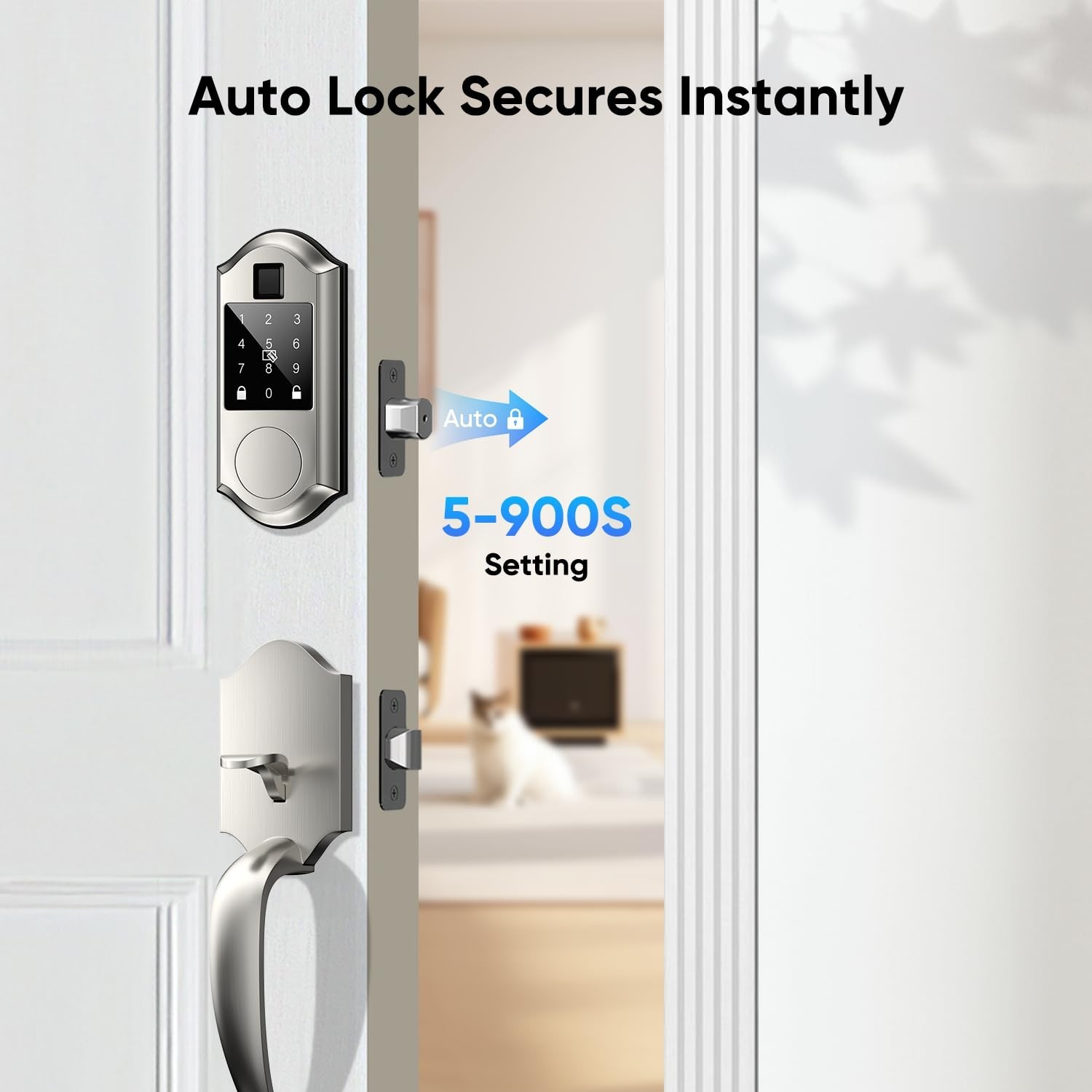 Fingerprint Smart Front Door Lock Set, Keyless Entry Door Lock with Handle, S…