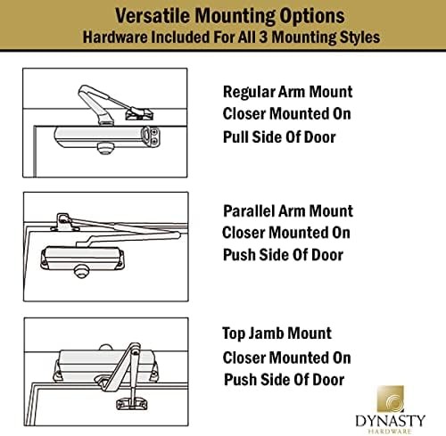 Dynasty Hardware Door Closer, Grade 1 Heavy Duty Commercial Hydraulic Closer,…