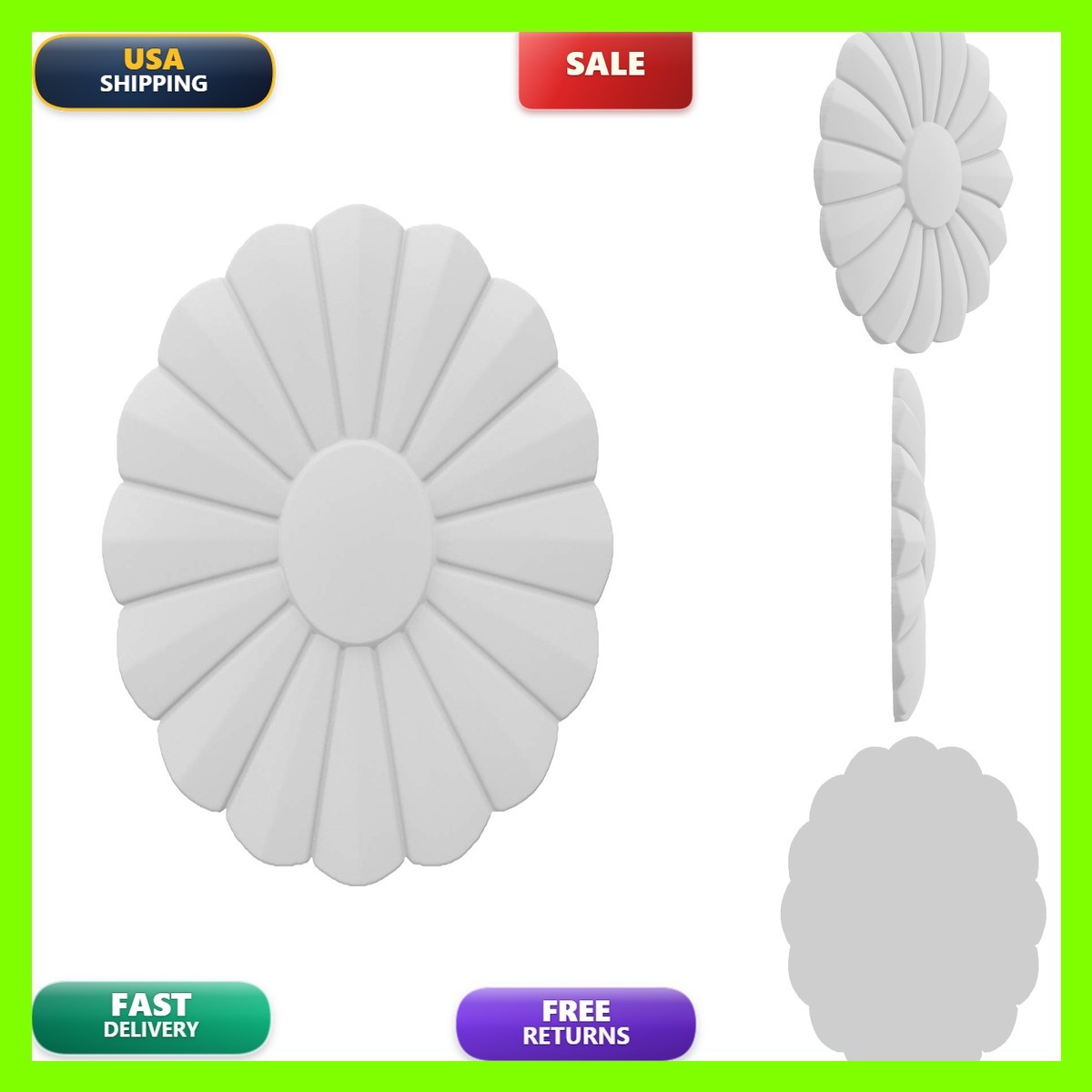 Ekena Millwork ROSC075X100TFNUF 7.5″ W x 10″ H x 5/8″ P Tiffin Rosette White