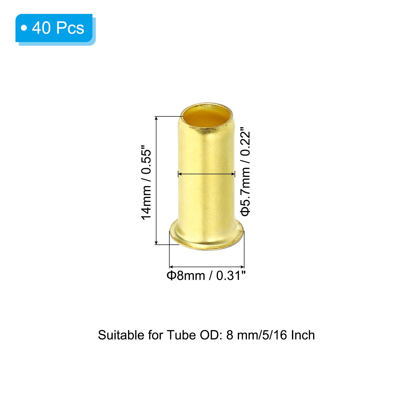 40Pcs Brass Compression Insert Compression Insert Tube Support for 5/16″ OD Tube
