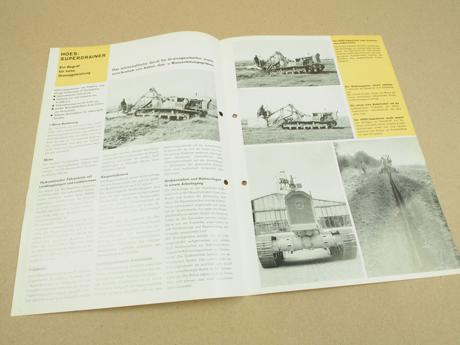 Brochure Hoes Superdrainer with sole control and Mercedes OM352 engine