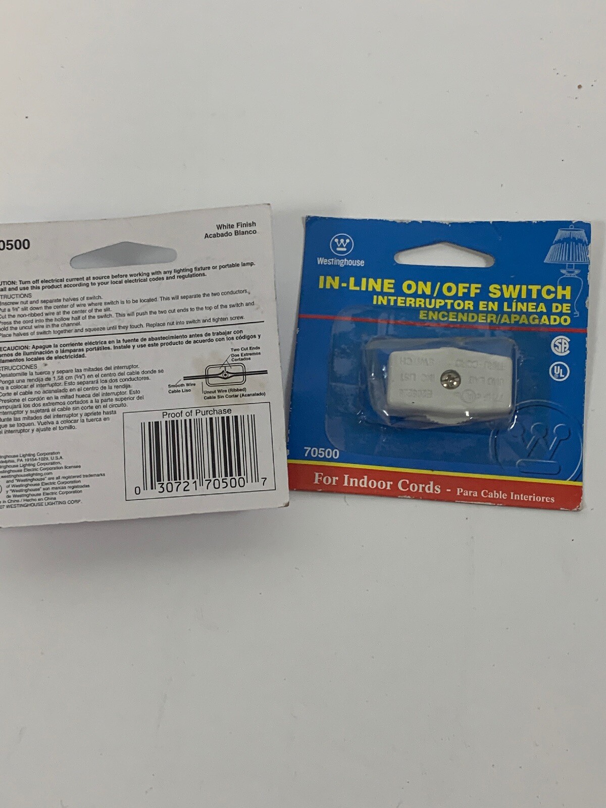 Feed-Through Switch,No 70500, Westinghouse Lighting Corp Lot of 2 White