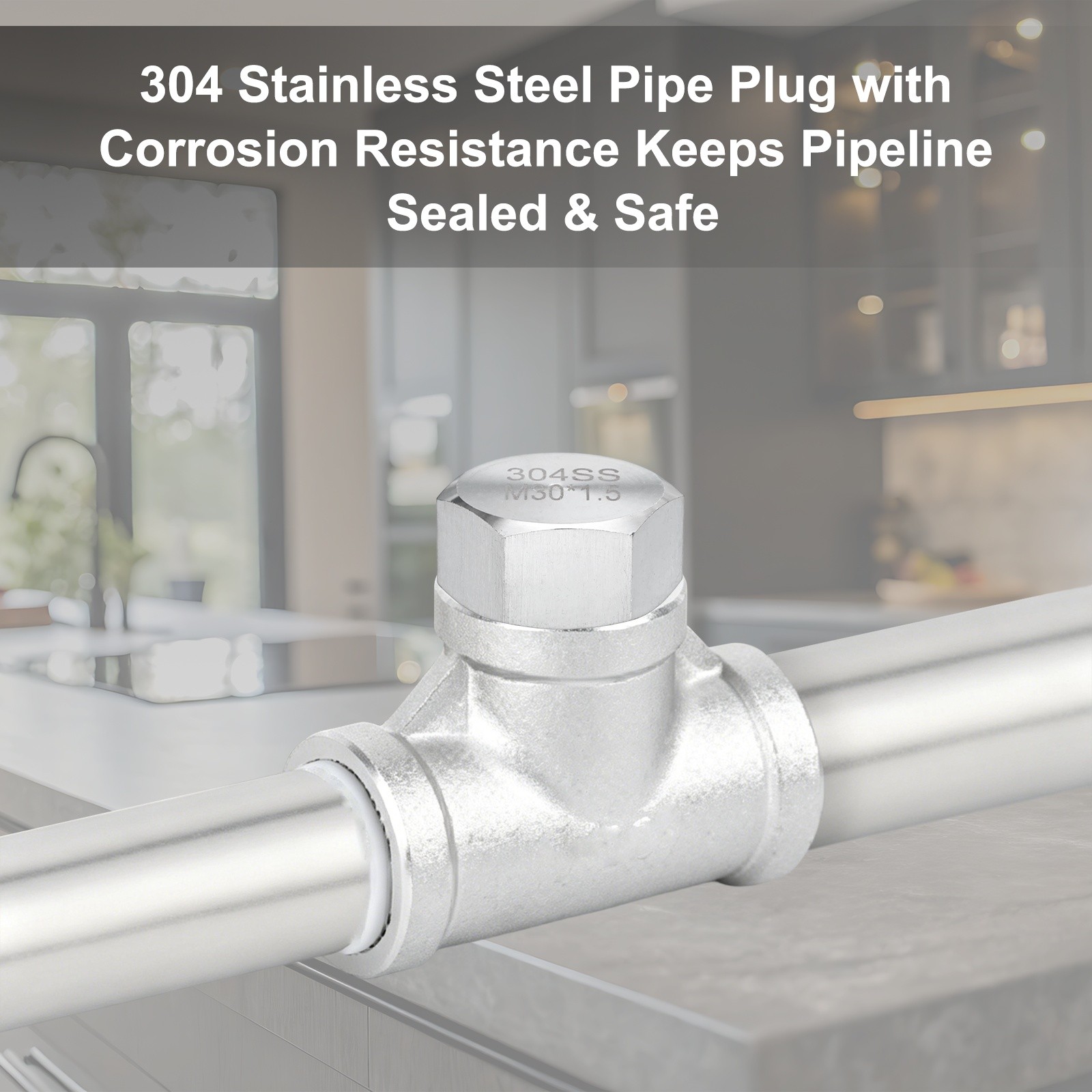 2-Pack Hex End Cap, M30*1.5 m Female Thread Pipe Fitting