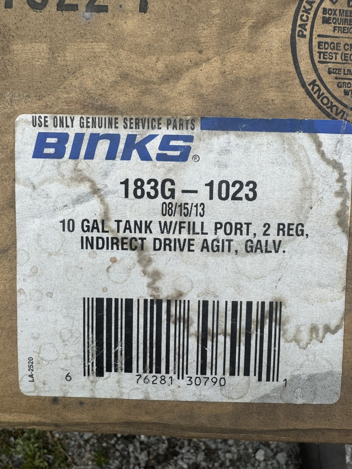 Binks 183G-1023 10gal Tank W/fill Port Indirect Drive Agit