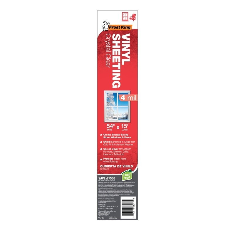 Energy Efficient Clear Vinyl Sheeting Storm Windows Furniture Cover 54in x 15ft
