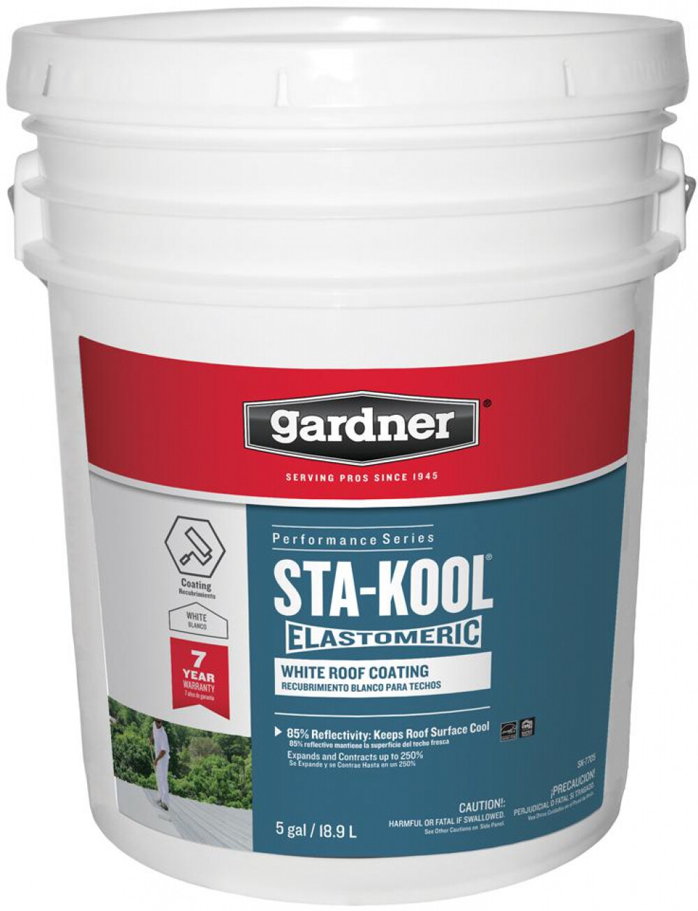 Elastomeric White Roof Coating Sealant Reflective Highly Flexible Rubber 5 gal.