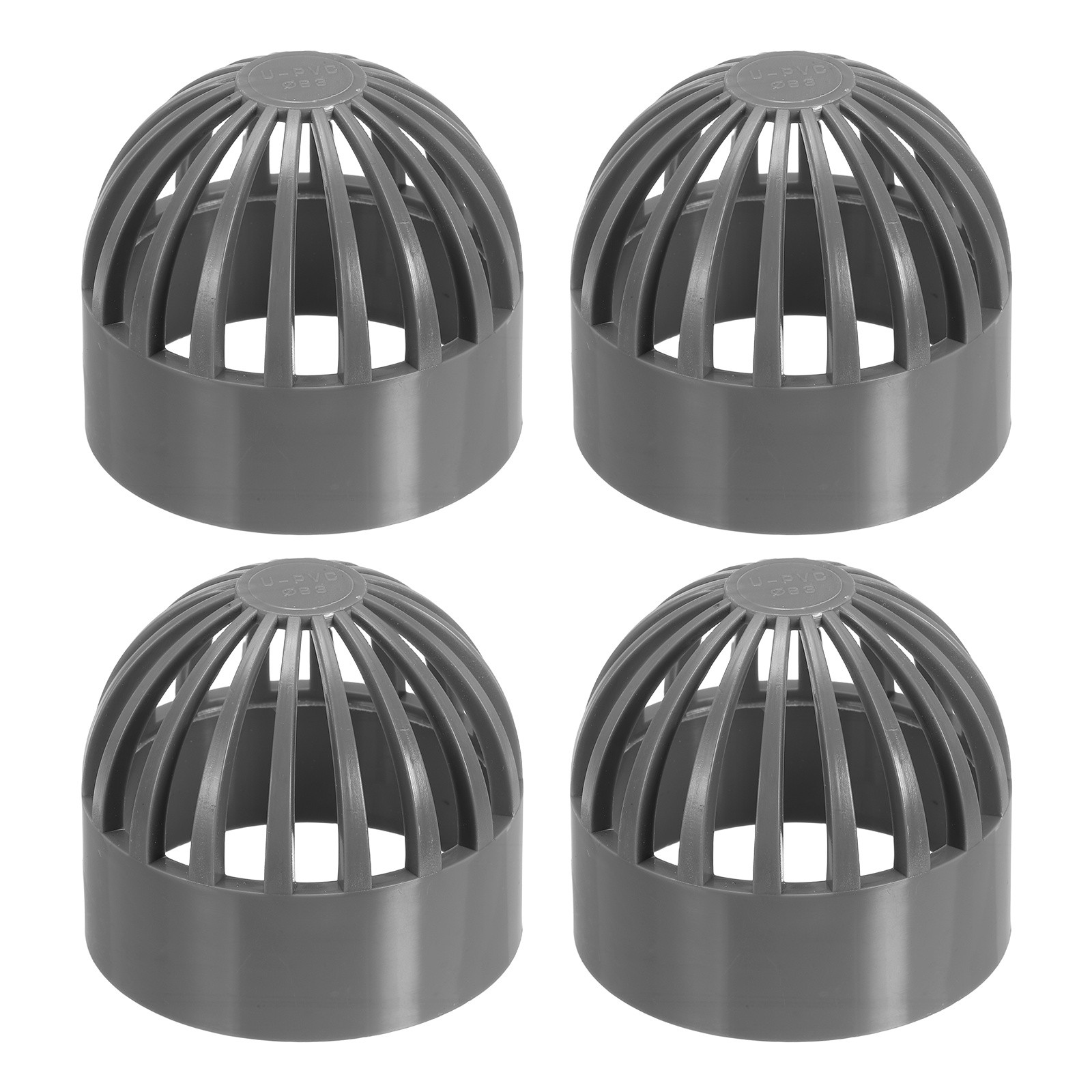 2.5 Inch (63mm) Fish Cover Permeable Cap, 4 Pcs PVC Aquarium Guard, Gray