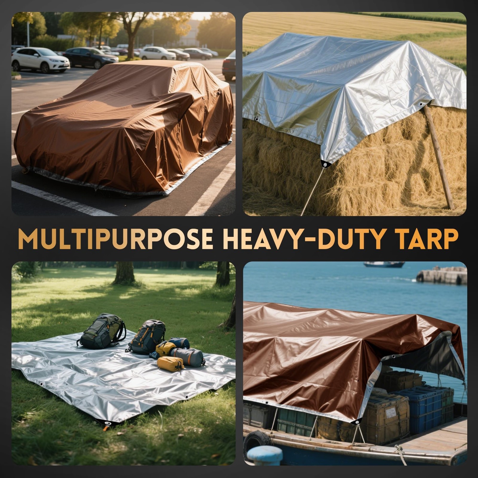 Tarp 16×20 ft Heavy Duty 10mil Silver/Brown 100% Waterproof High Durability M…