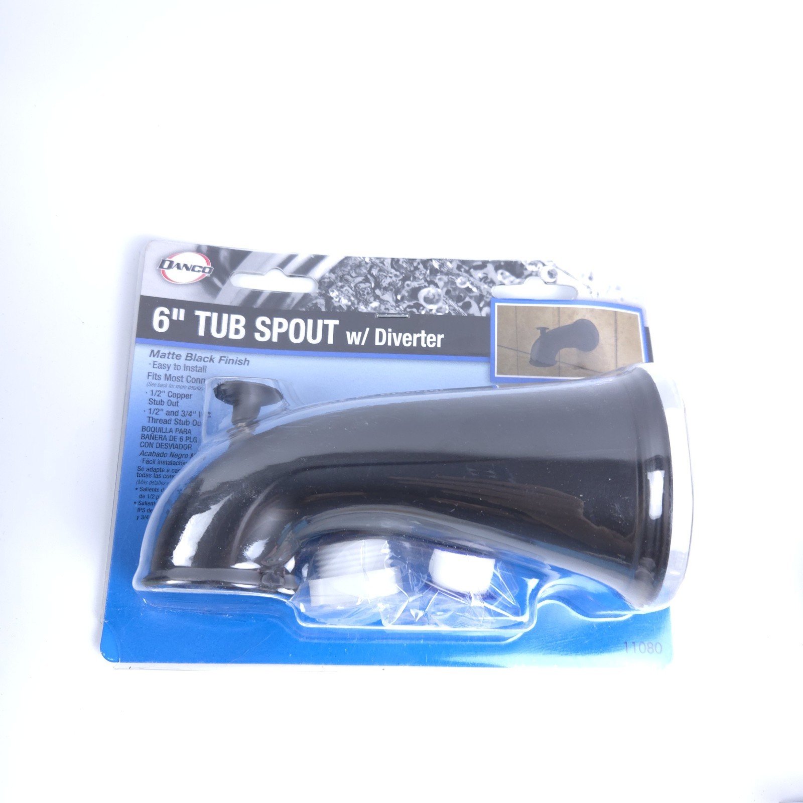 Danco 9D00011080 Matte Black Metal Pull-Up Diverter Tub Spout 6Lx3.07Hx3.07W in.