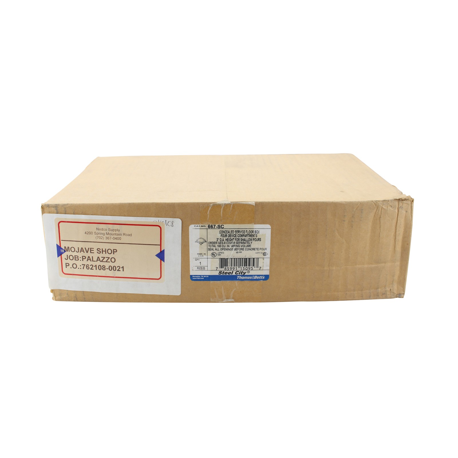THOMAS & BETTS 667-SC 4 GANG RECESSED STAMPED STEEL FLOOR BOX