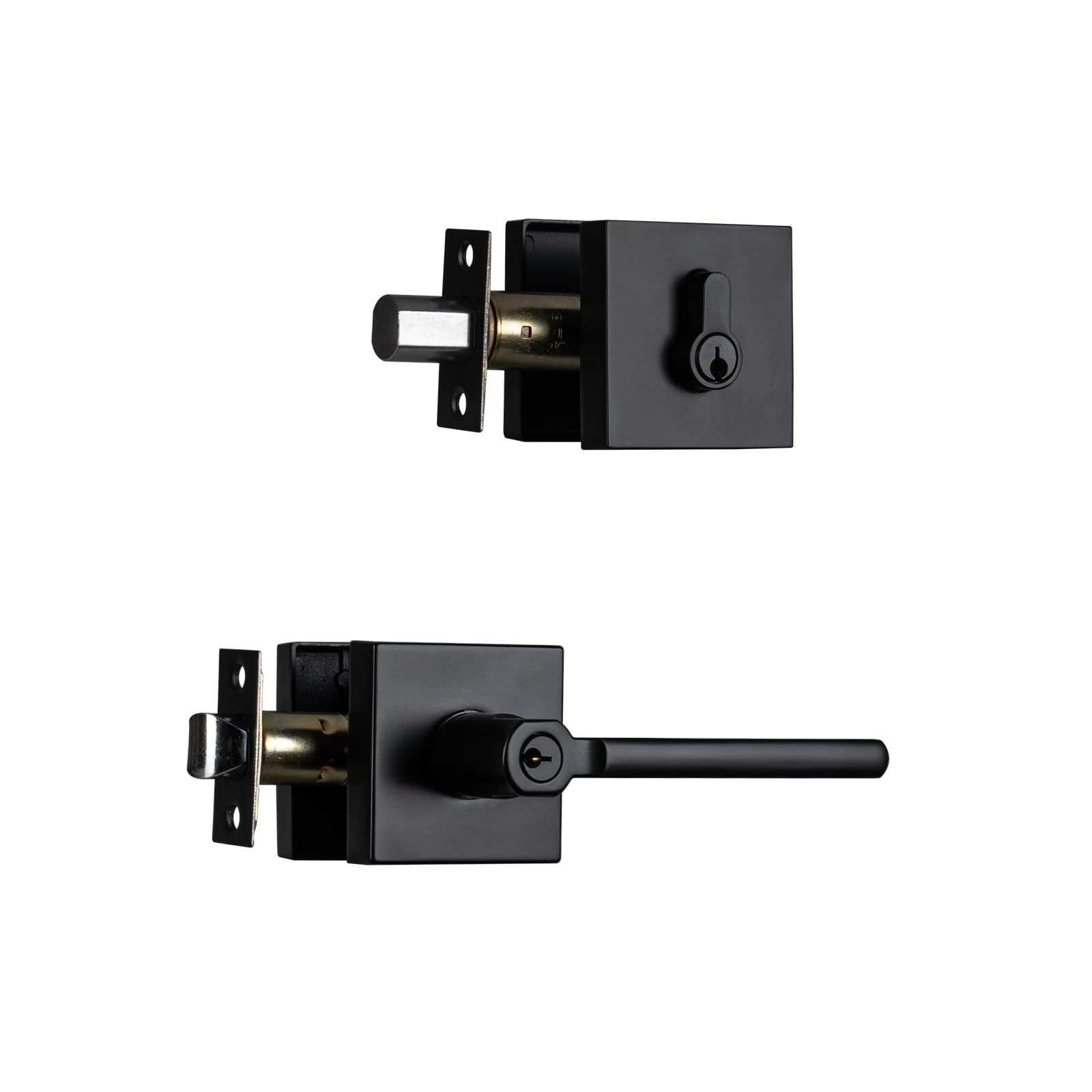 NCL Elegant Entry Door Lever with Single Cylinder Deadbolt, Matte B… Fast Ship