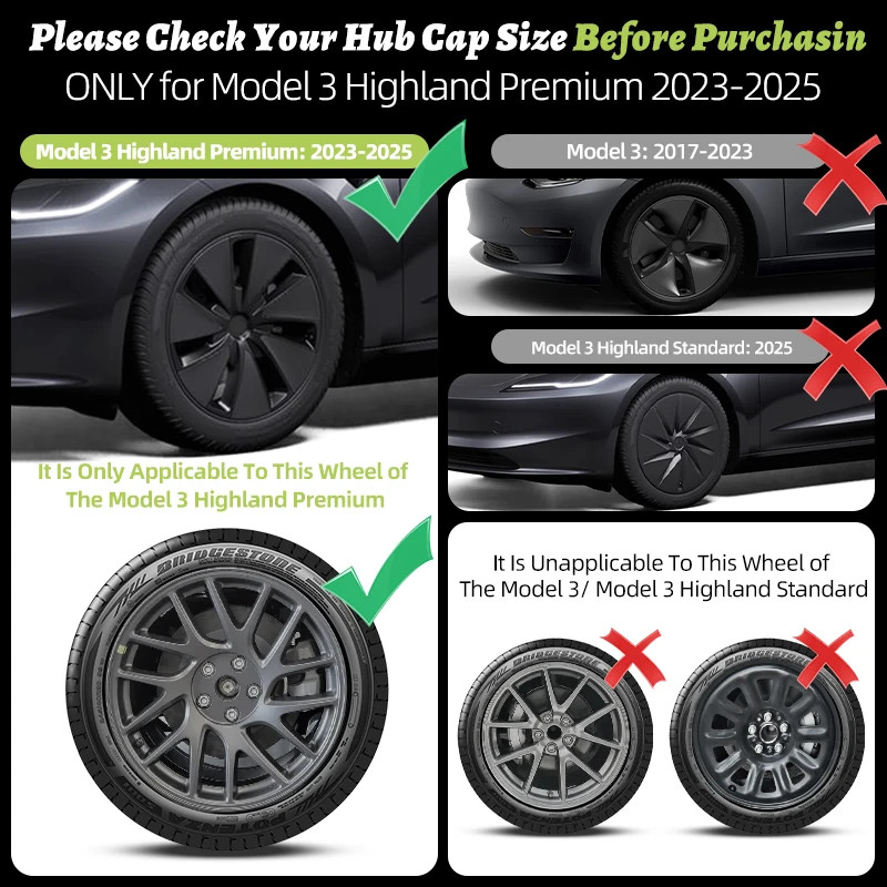 4PCS HubCap for Tesla Model3 Highland 18 Inch Sporty Style Performance Wheel Cap