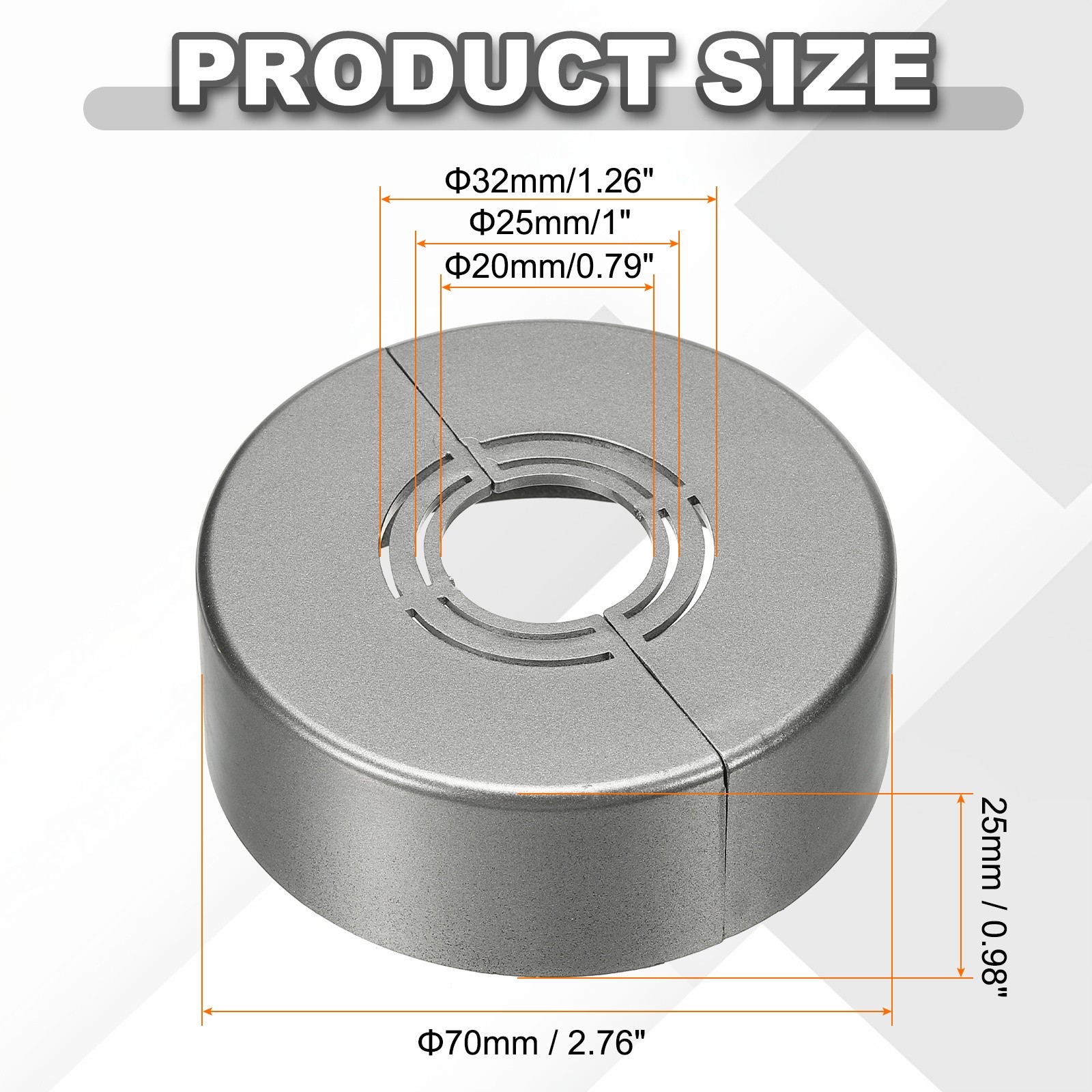 6pcs Wall Split Flange 0.98″ Plastic Round Split Flange Pipe Cover, Gray