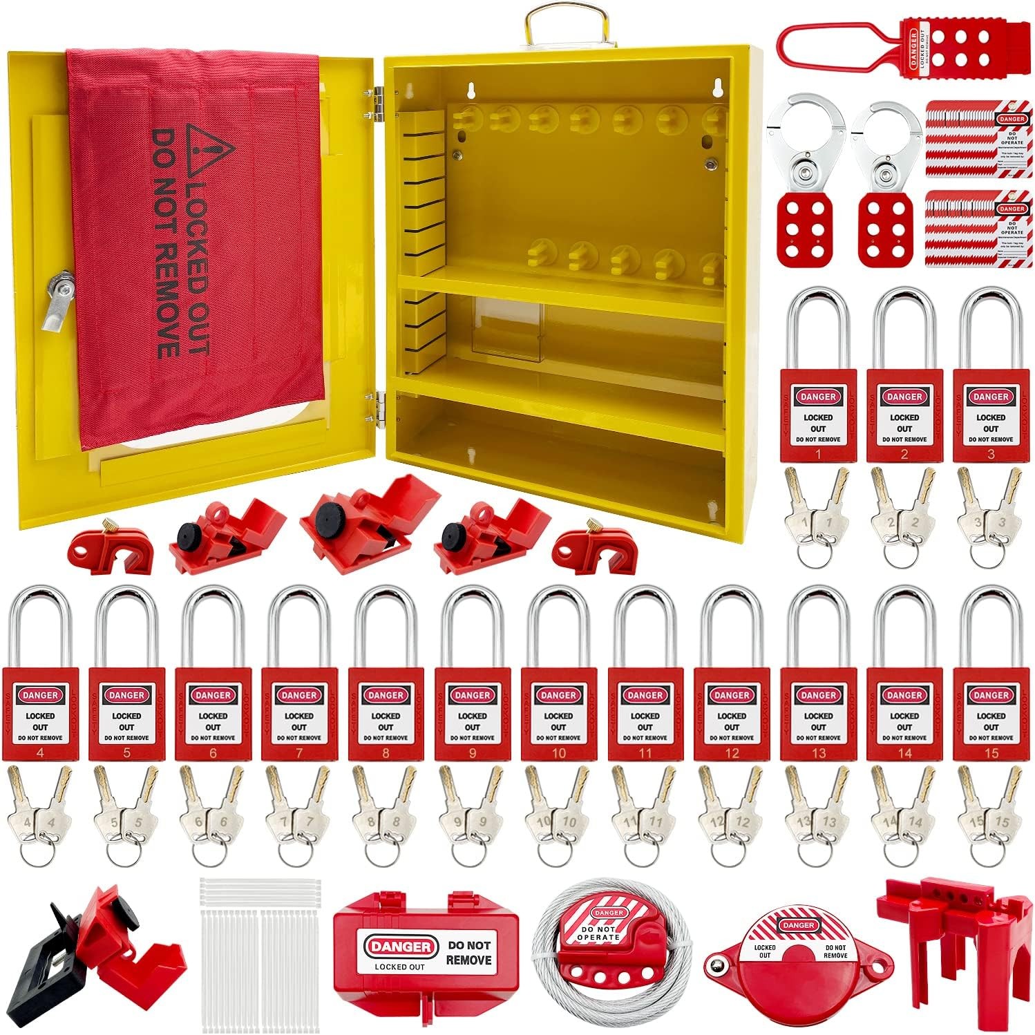 80pcs Lockout Tagout Safety Station Kit Yellow LOTO